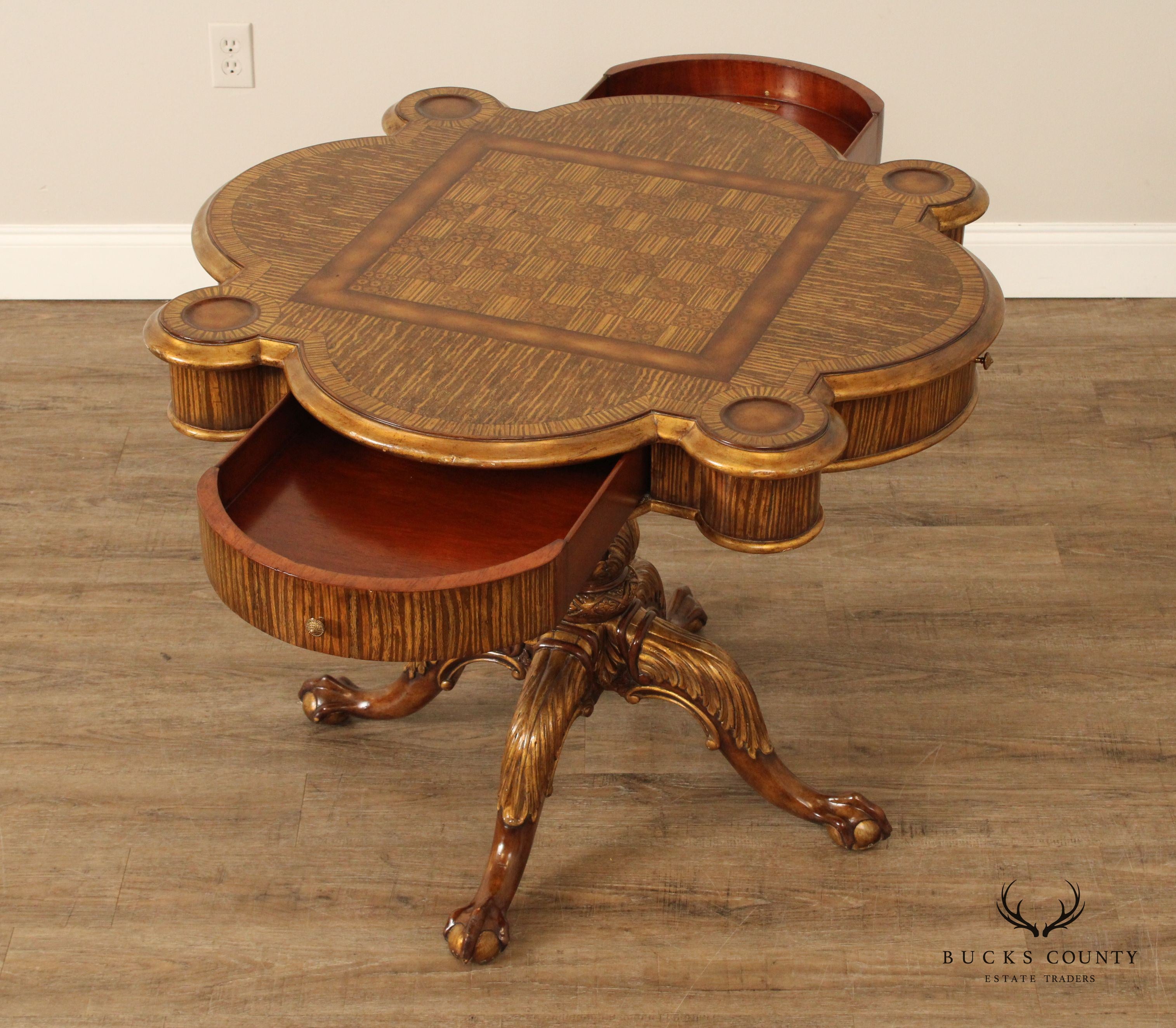 Maitland Smith Georgian Style Pedestal Game Table