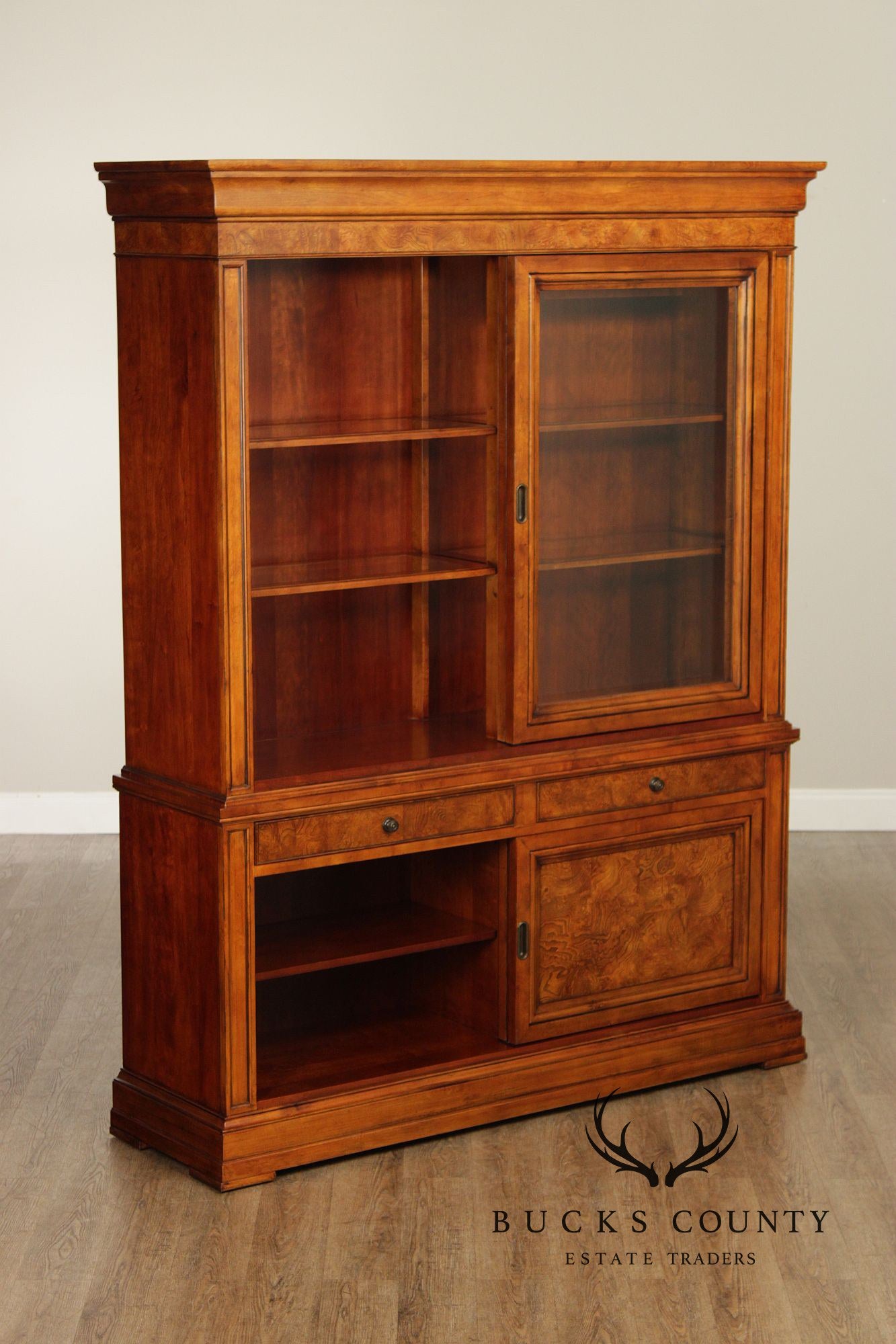 Ethan Allen 'Townhouse' Burlwood Bookcase China Display Cabinet