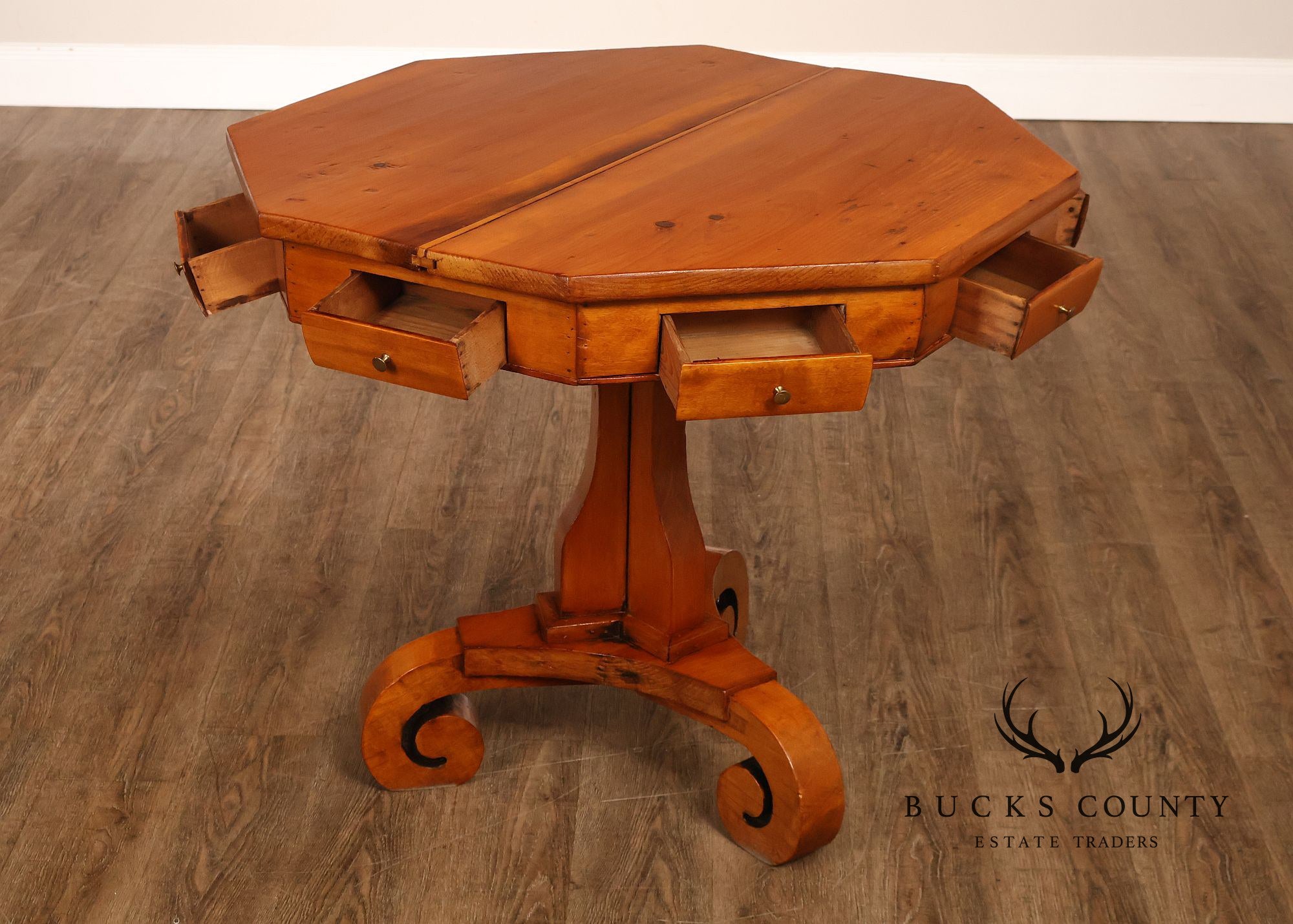 Antique Continental Pine Octagonal Rent Table