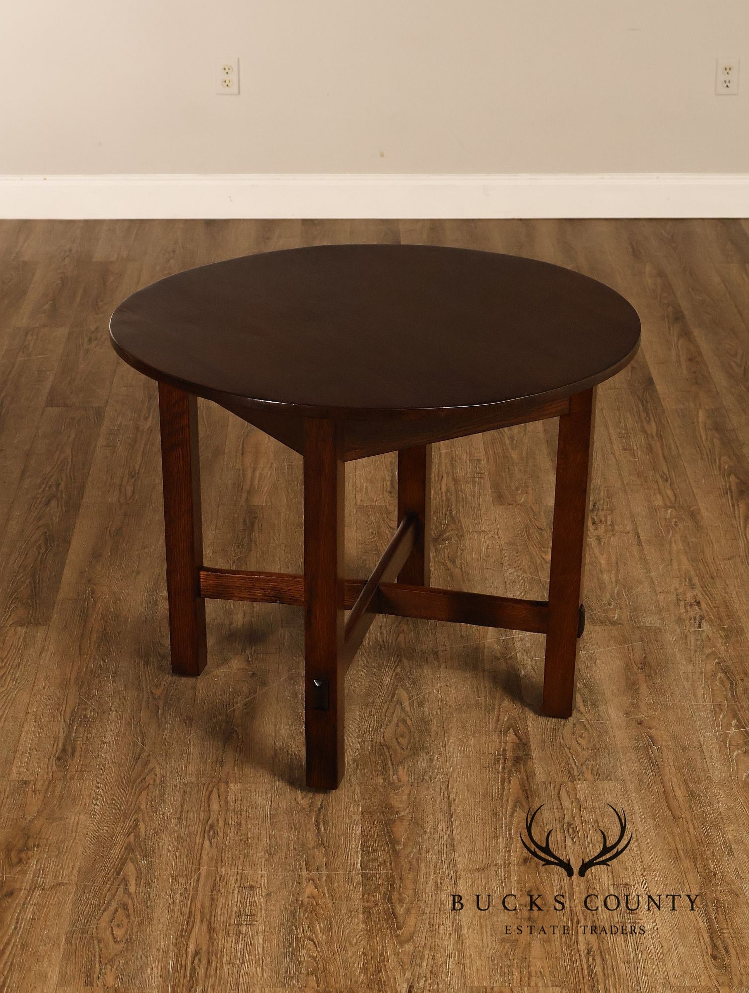 National Furniture Company Antique Mission Oak Round Lamp Table