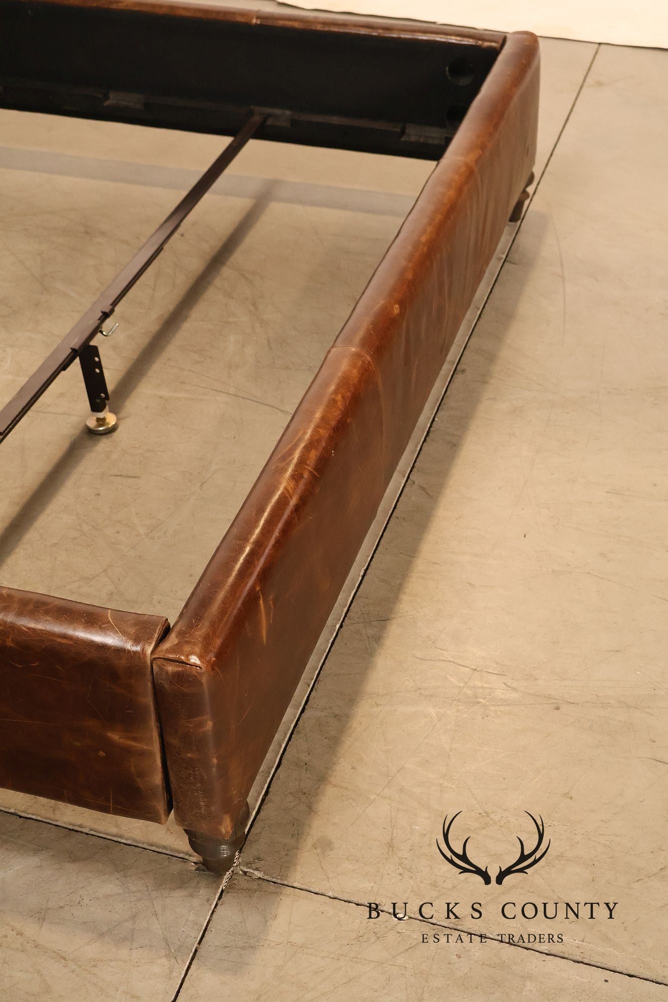 Restoration Hardware 'Churchill' Tufted Leather Queen Bed