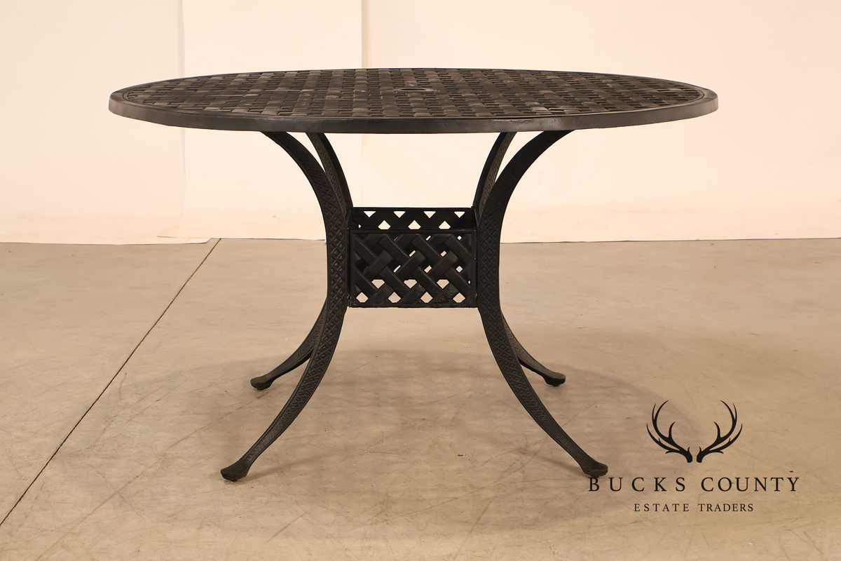 Hanamint 48" Round Cast Aluminum Outdoor Patio Dining Table With Lattice Top