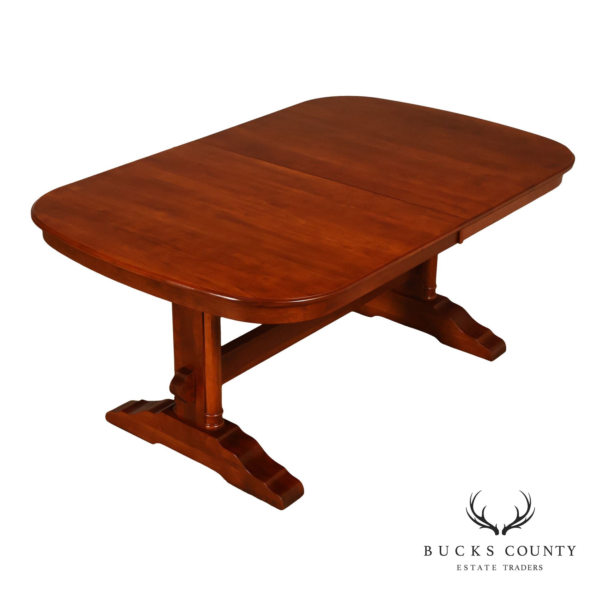 Richardson Brothers Solid Cherry Trestle Dining Table With Four Leaves
