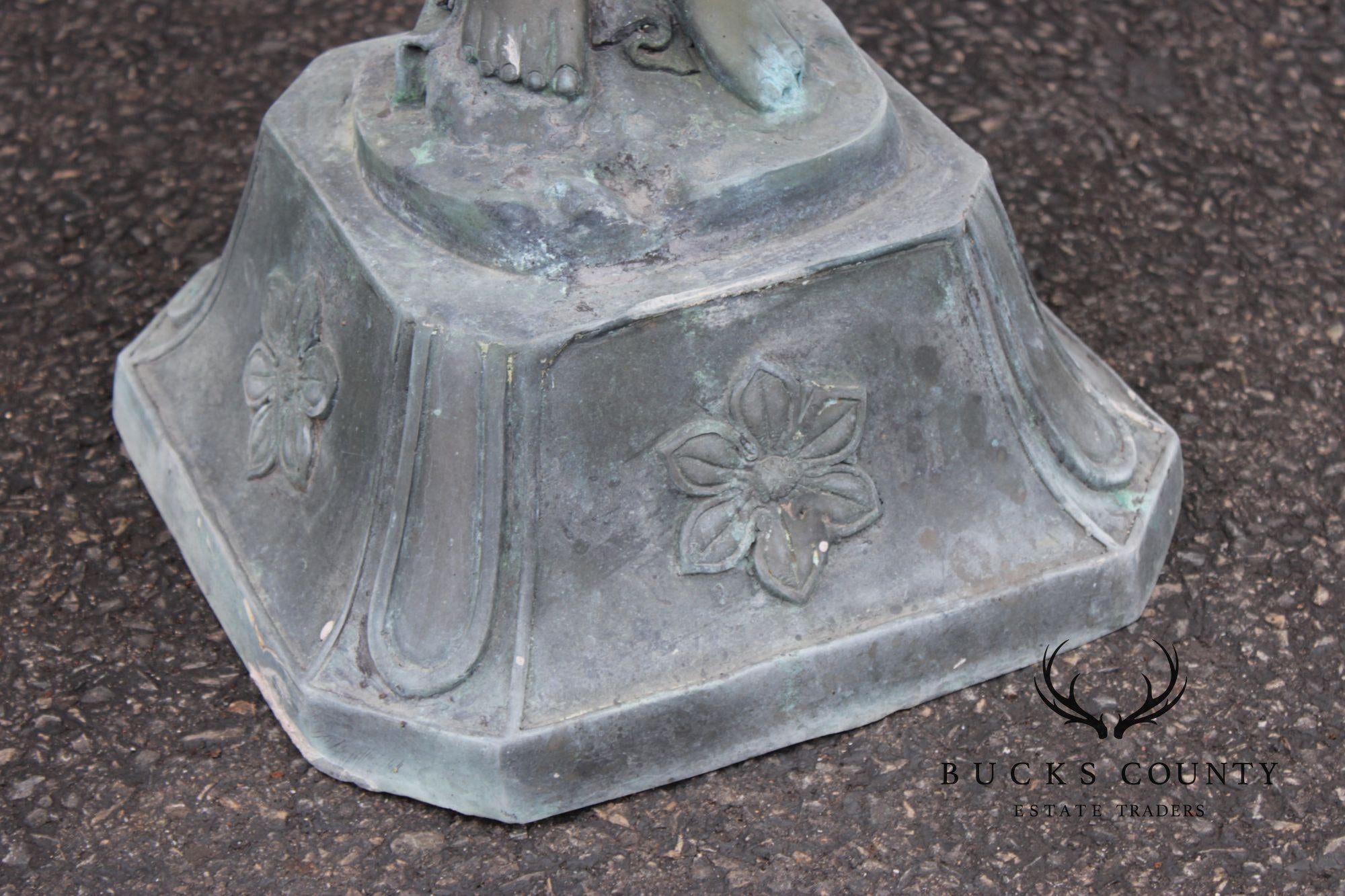 Classical Style Figural Bronze Garden Birdbath