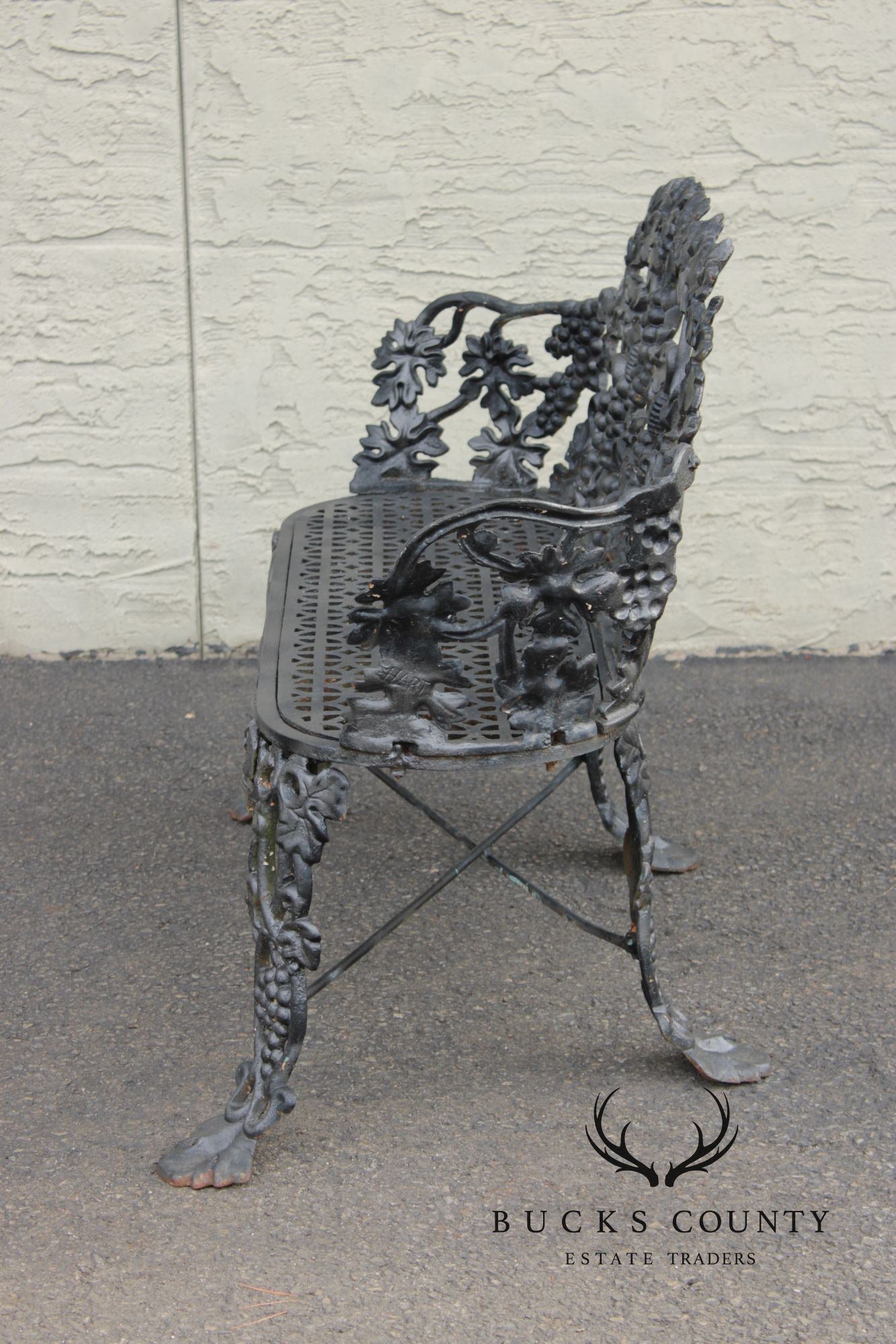 Antique Victorian Style Cast Iron Outdoor Garden Bench