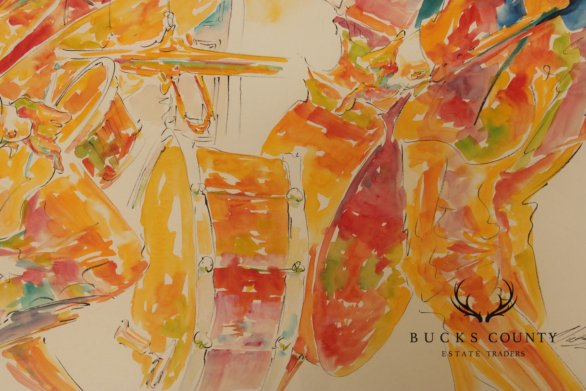 Michael Smiroldo Watercolor Painting, Jazz Band