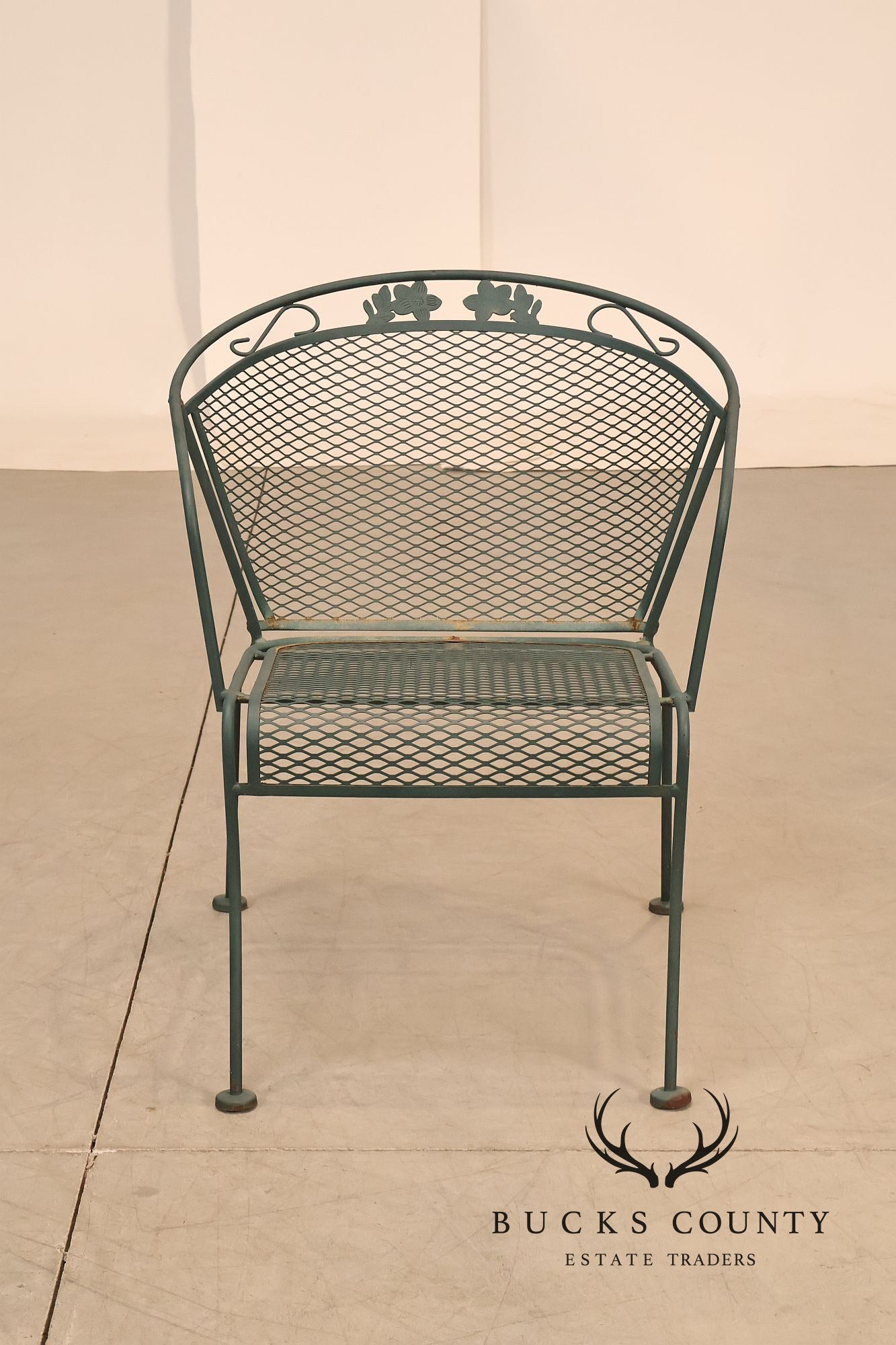 Wrought Iron Vintage Round Patio Table And Four Chairs Set
