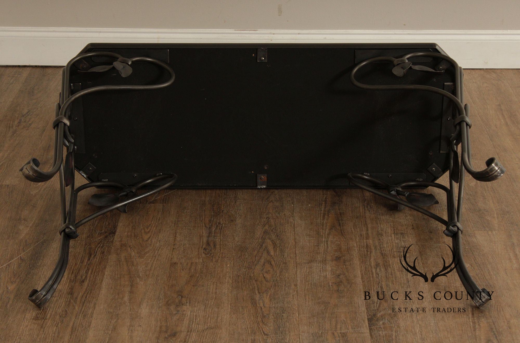 QualityForged Iron and Hammered Copper Top Console Table