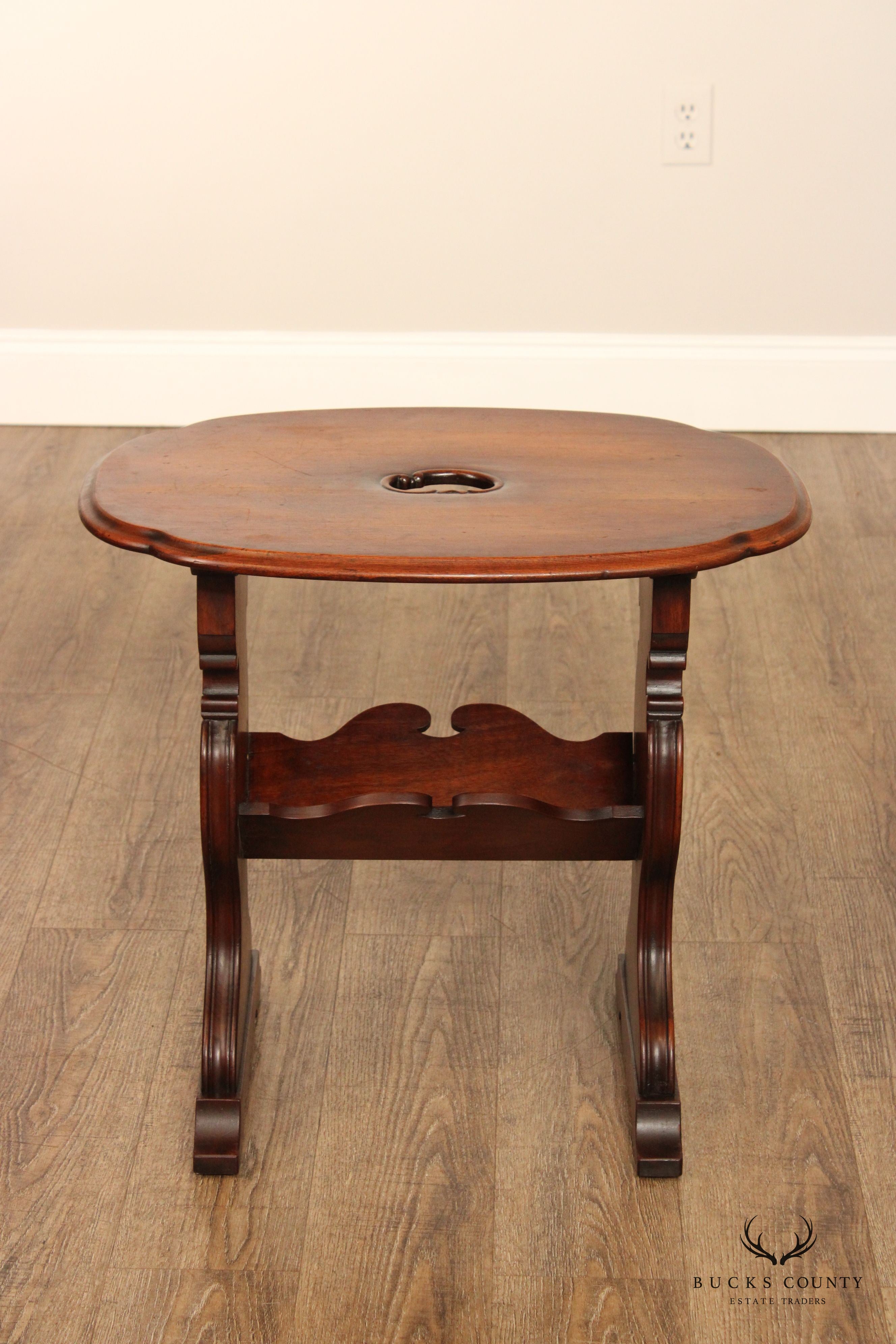 1920s Custom Crafted Walnut Magazine Book Stand Side Table