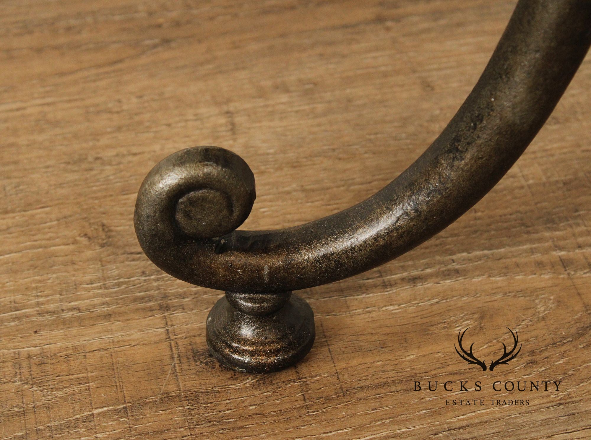 Hammered Copper and Iron Demilune Console Table