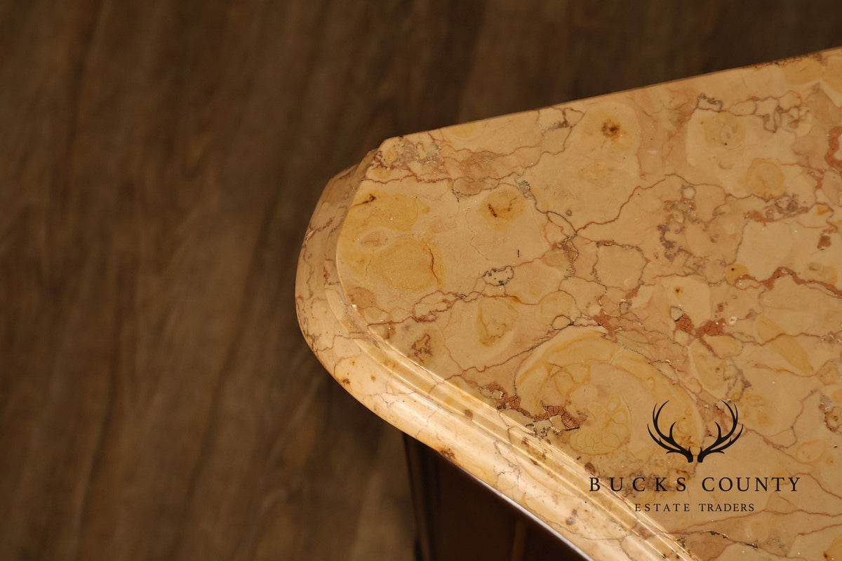 Louis XVI Style Fitted Marble Top Three-Drawer Commode