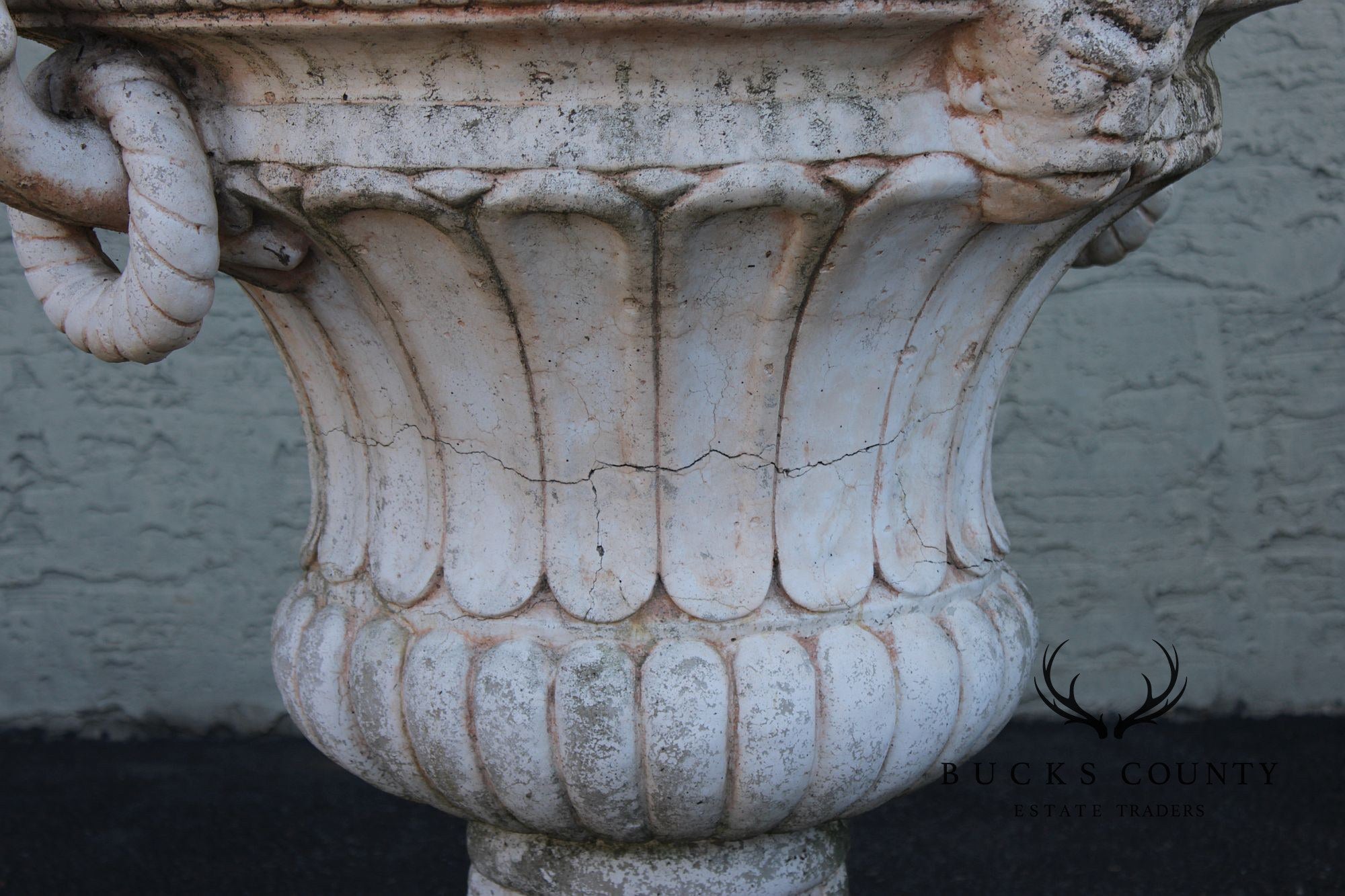 Classical Style Pair of Cast Stone Garden Urns