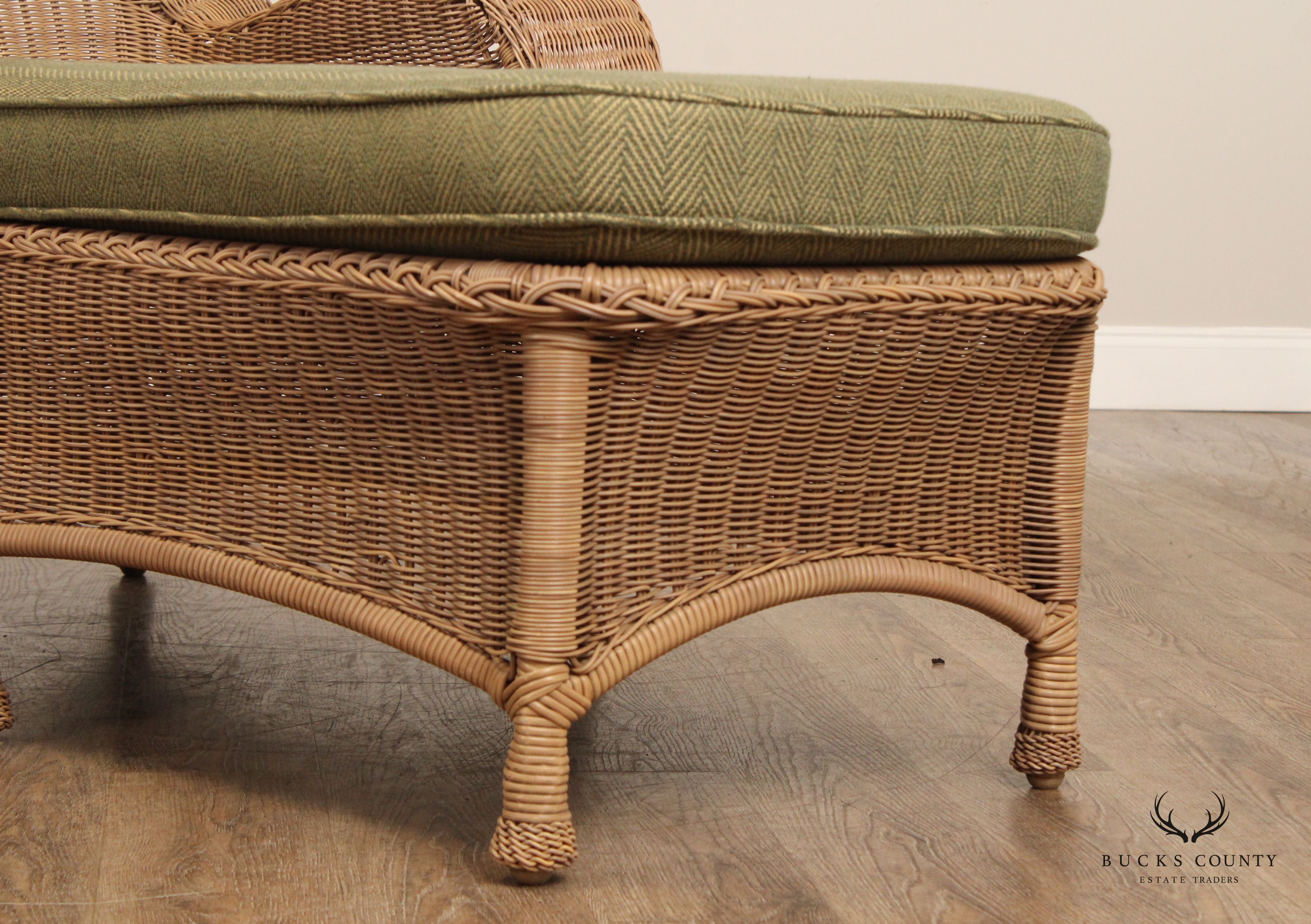 Victorian Style Woven Wicker Patio Chaise Lounge