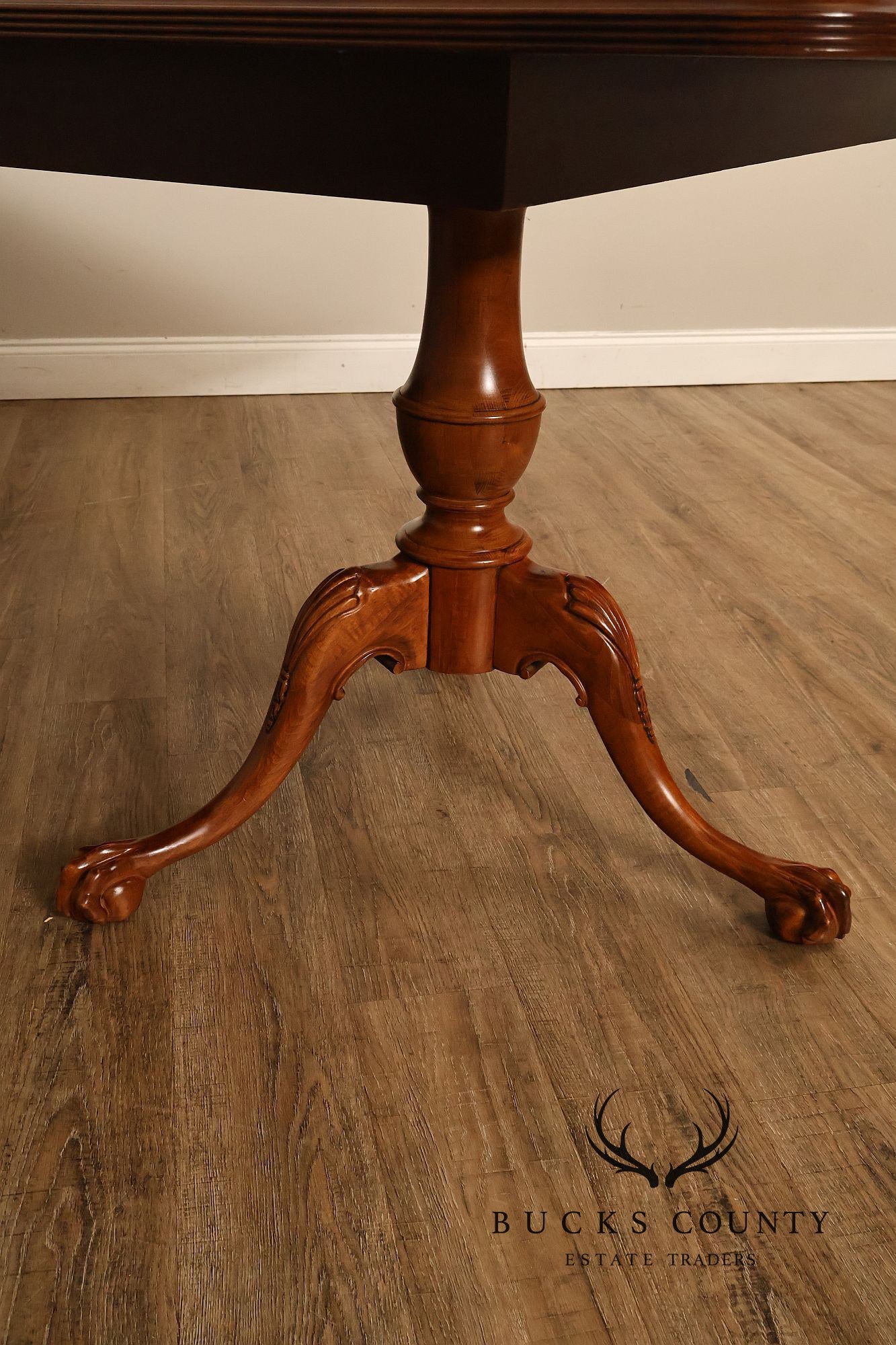 Chippendale Style Cherry Double Pedestal Extendable Dining Table