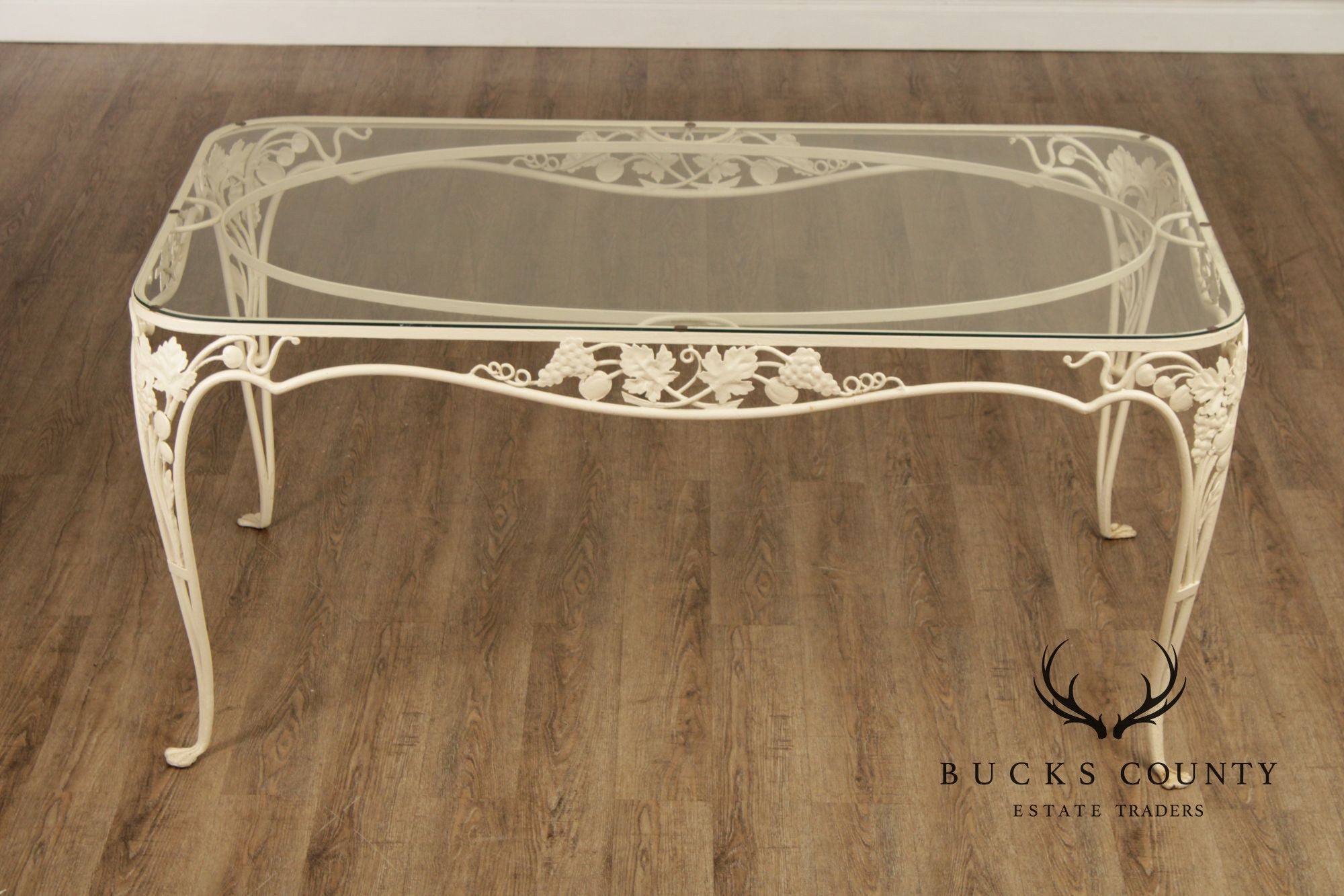 Salterini Glass Top Wrought Iron Outdoor Patio Dining Table