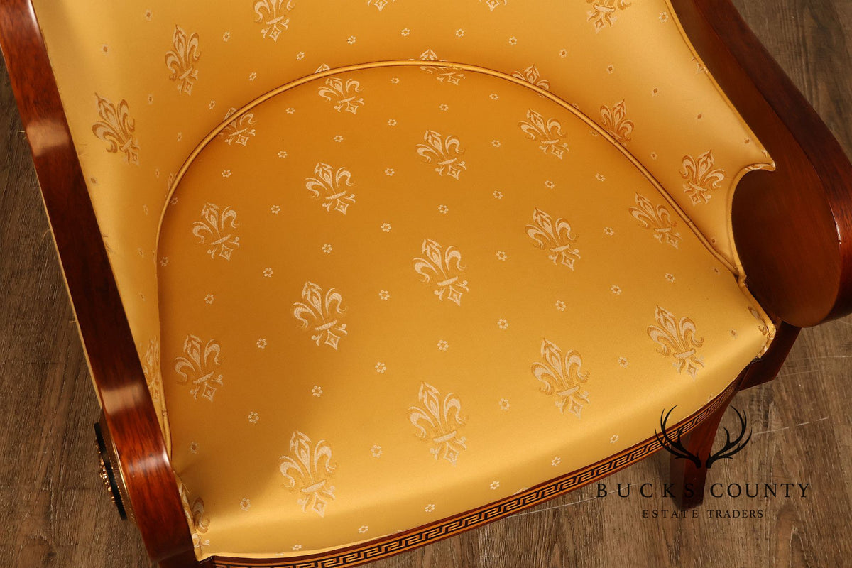 Neoclassical Empire Style Mahogany Barrel Back Armchair