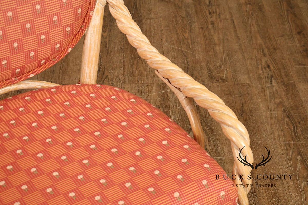McGuire Set of Four Twisted Rattan Armchairs