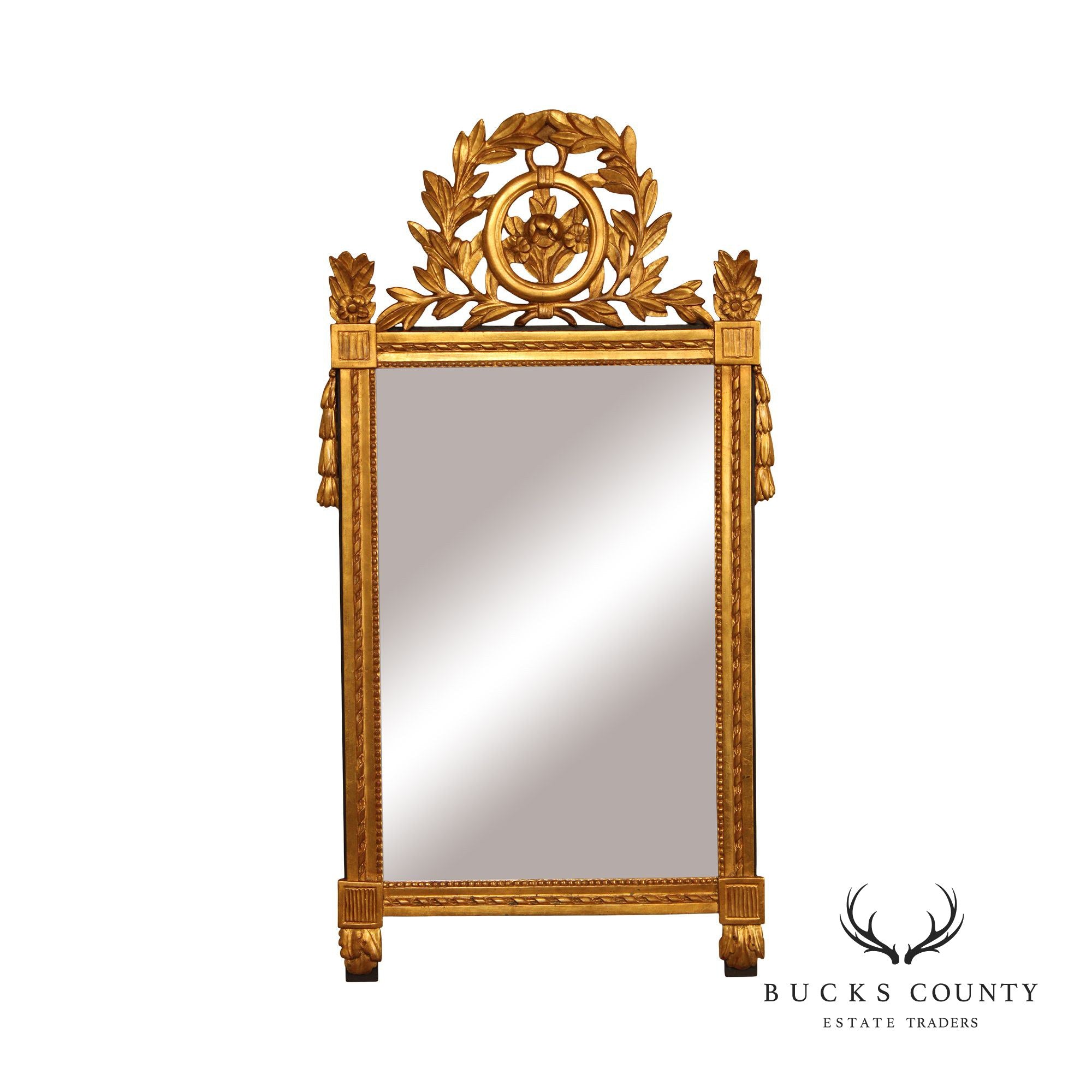 French Louis XVI Style Carved Giltwood Mirror