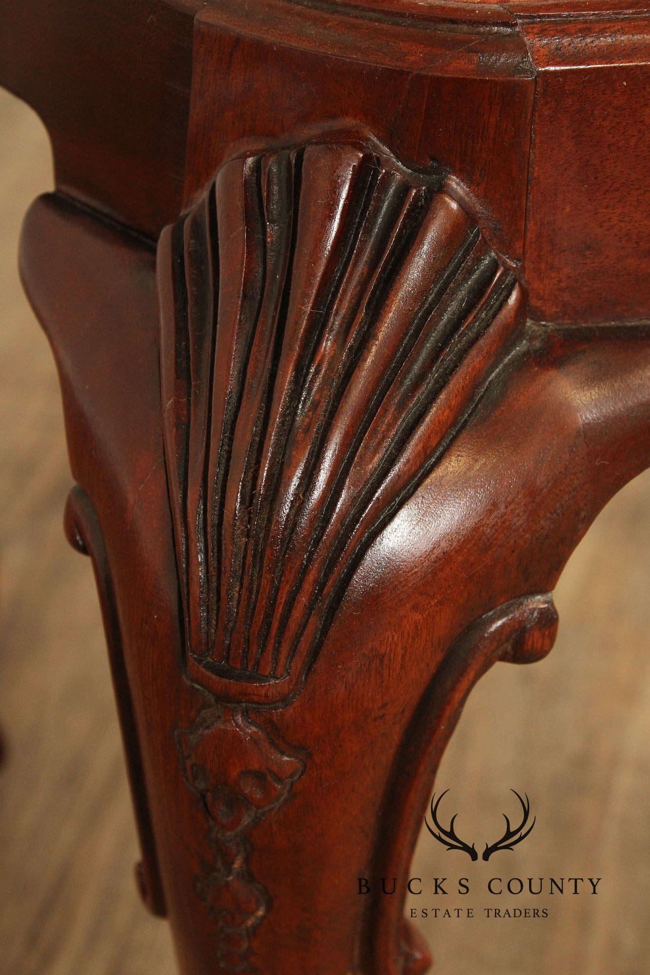 Baker Furniture Chippendale Style Carved Mahogany Stool