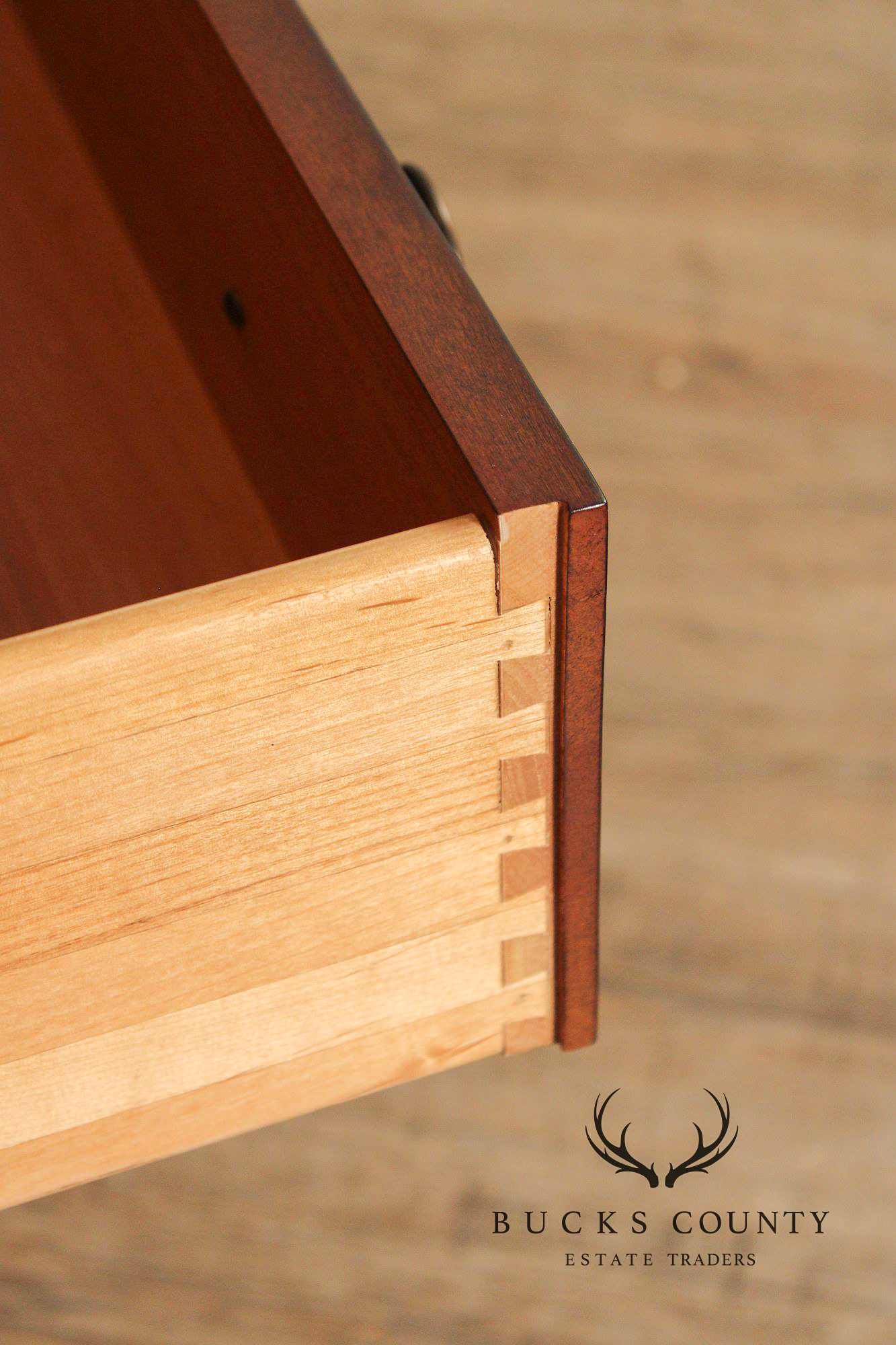 Ethan Allen Louis Philippe Style Pair of 'Fisher' Marble Top Chests