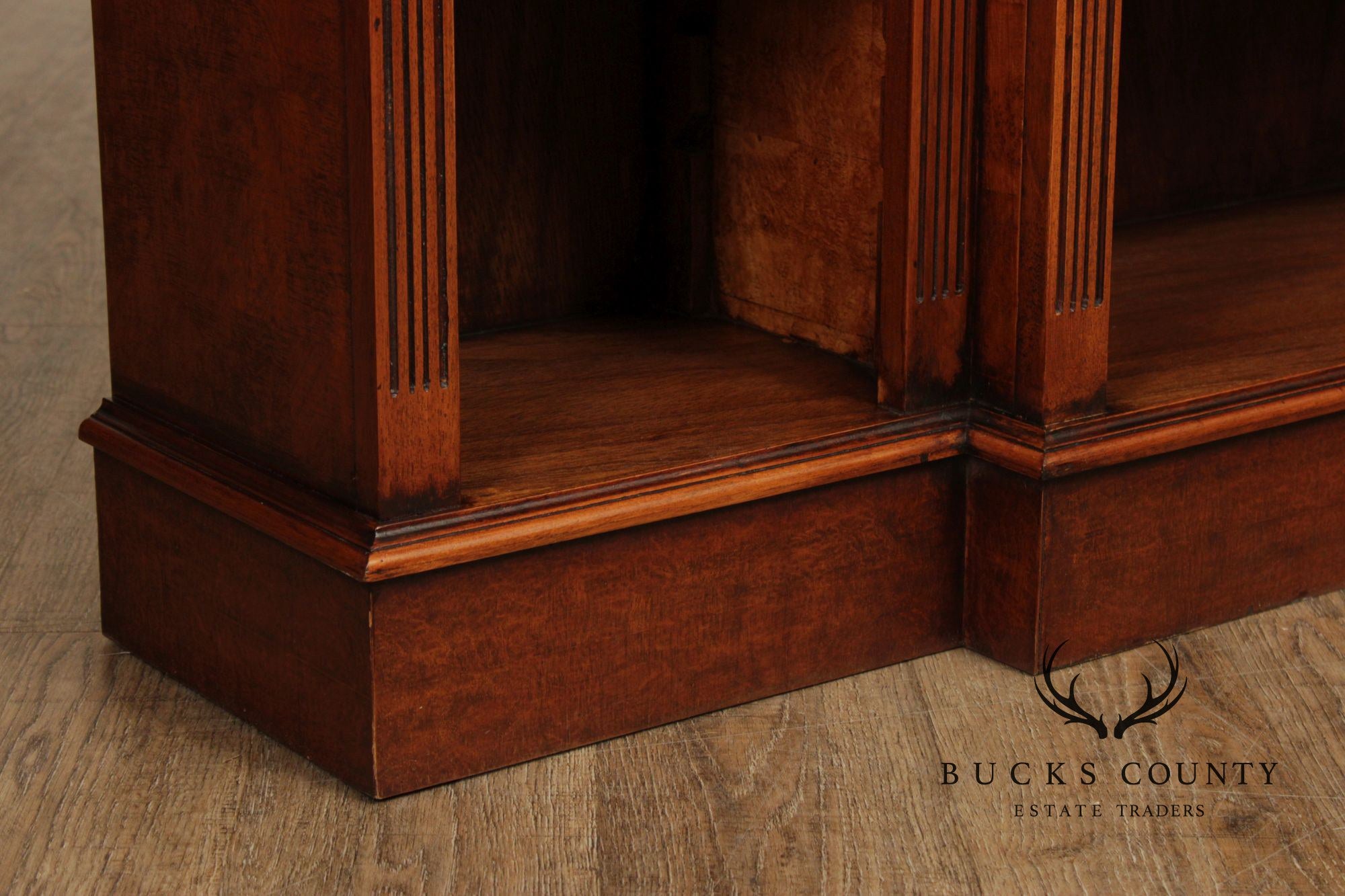 Quality Pair Of English Walnut Open Bookcases