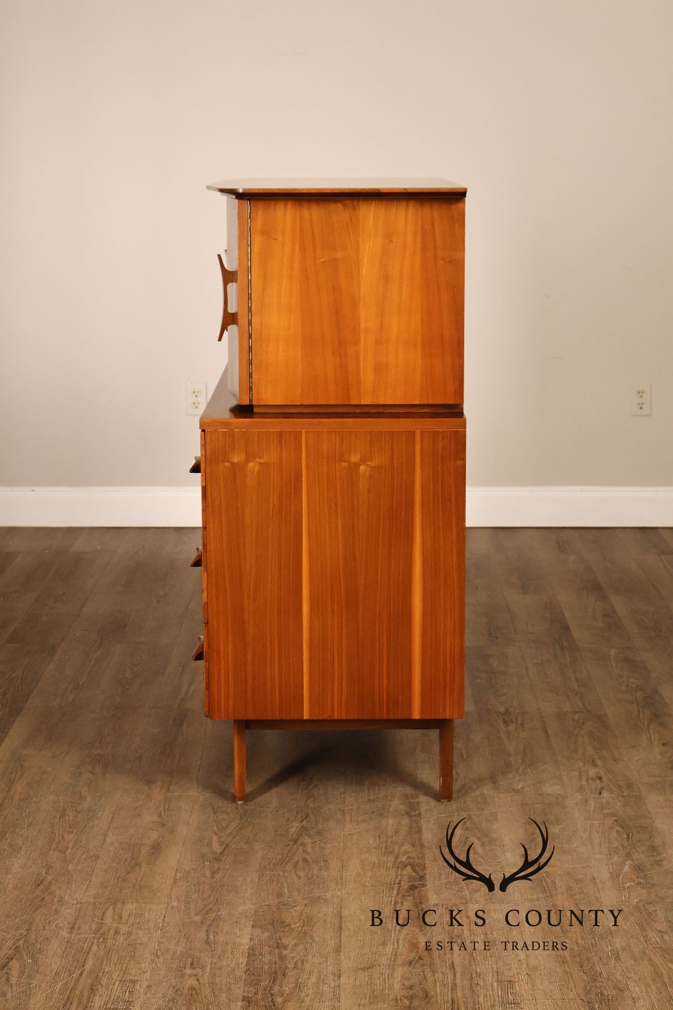 Mid Century Modern Walnut Tall Chest of Drawers