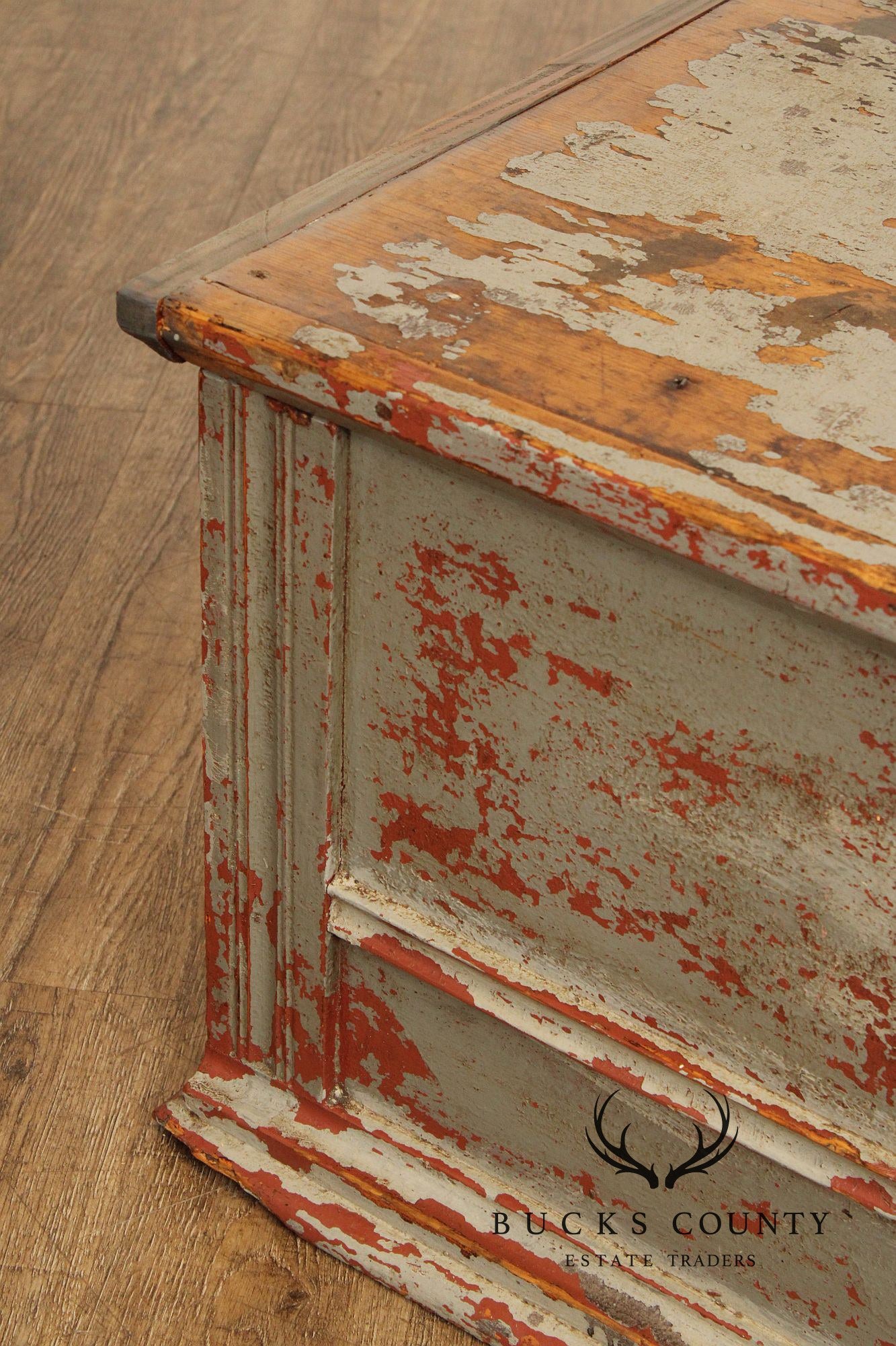 Antique Swedish Painted Pine Blanket Chest