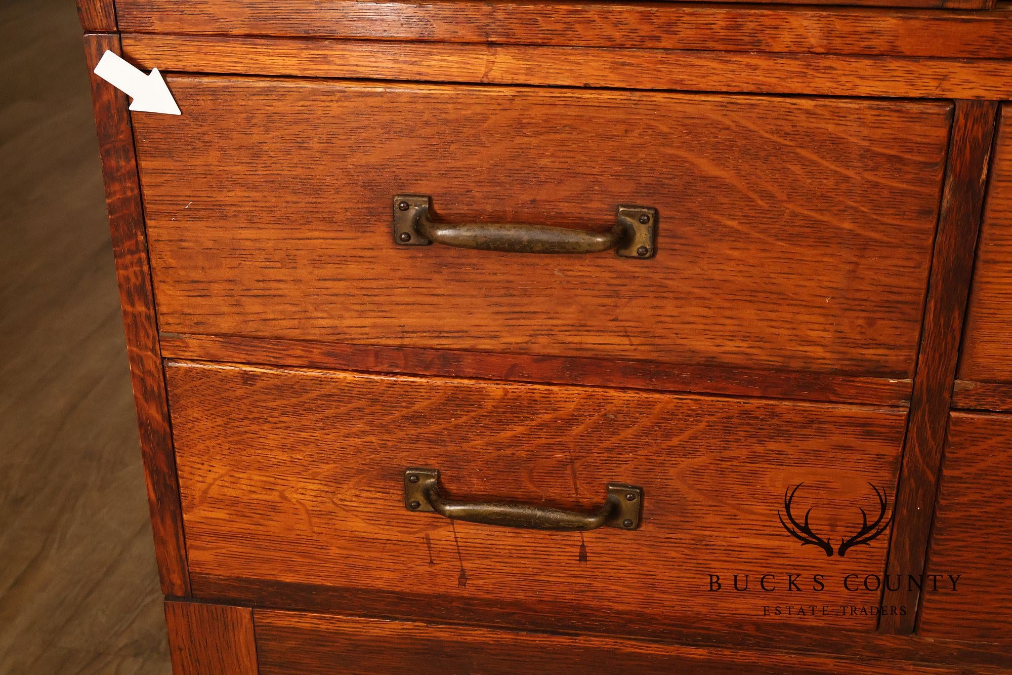 Globe Oak Sectional Bookcase Cabinet With Sliding Glass Doors And Drawers