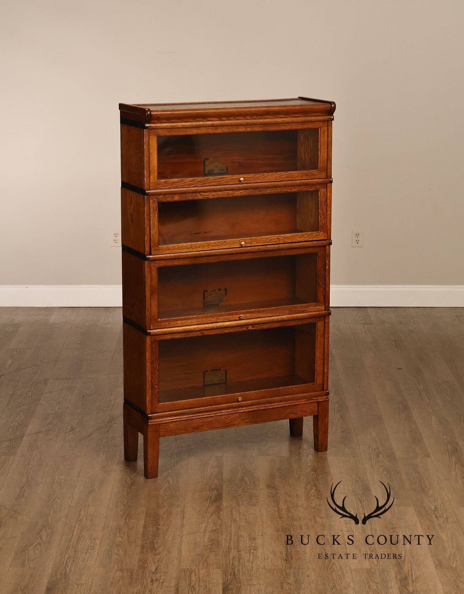 Antique Globe Wernicke Oak Four Stack Barrister Bookcase