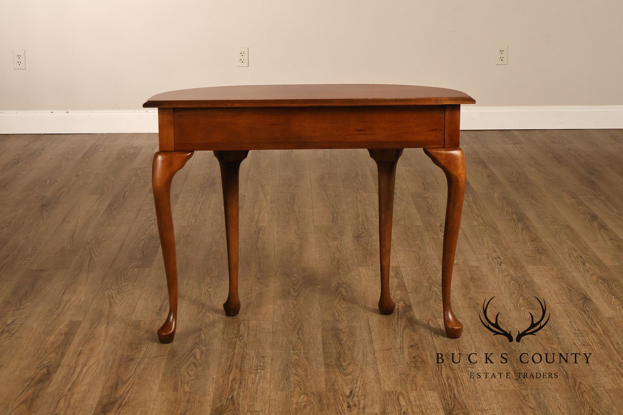 Queen Anne Style Narrow Cherry Demilune Console