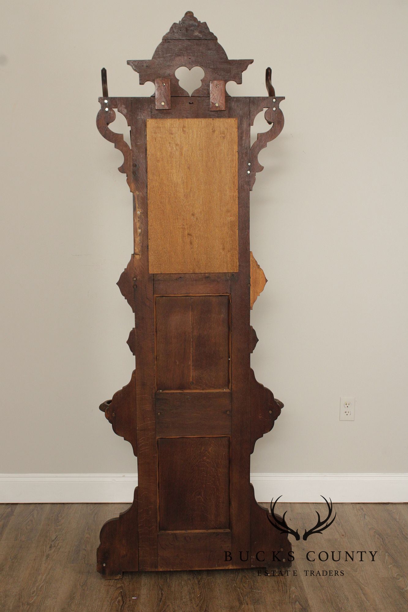 Antique Victorian Carved Oak Hall Tree With Mirror