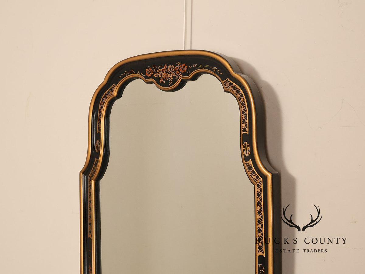 Chinoiserie Black Lacquer And Gilt Decorated Wall Mirror