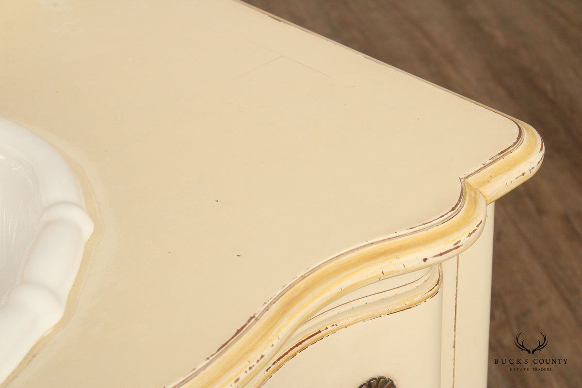 French Country Style Painted Single Sink Vanity Dresser