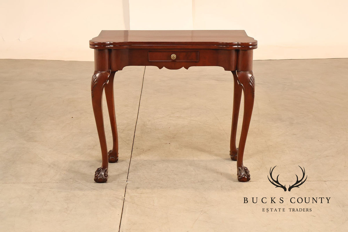 Chippendale Style Mahogany Pair Of Flip-Top Ball And Claw Game Tables
