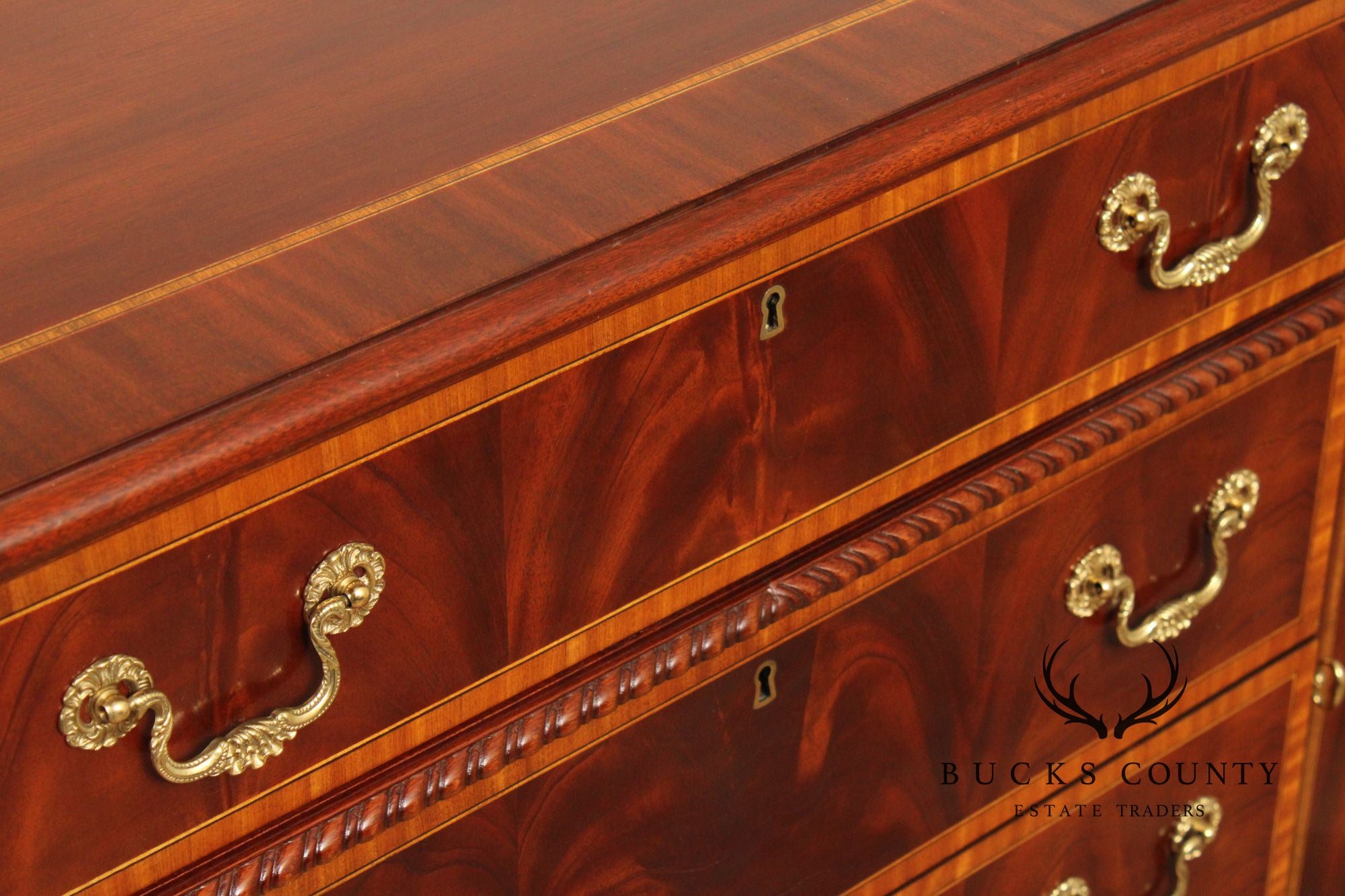 Councill Craftsmen Georgian Style Banded Mahogany Buffet Sideboard