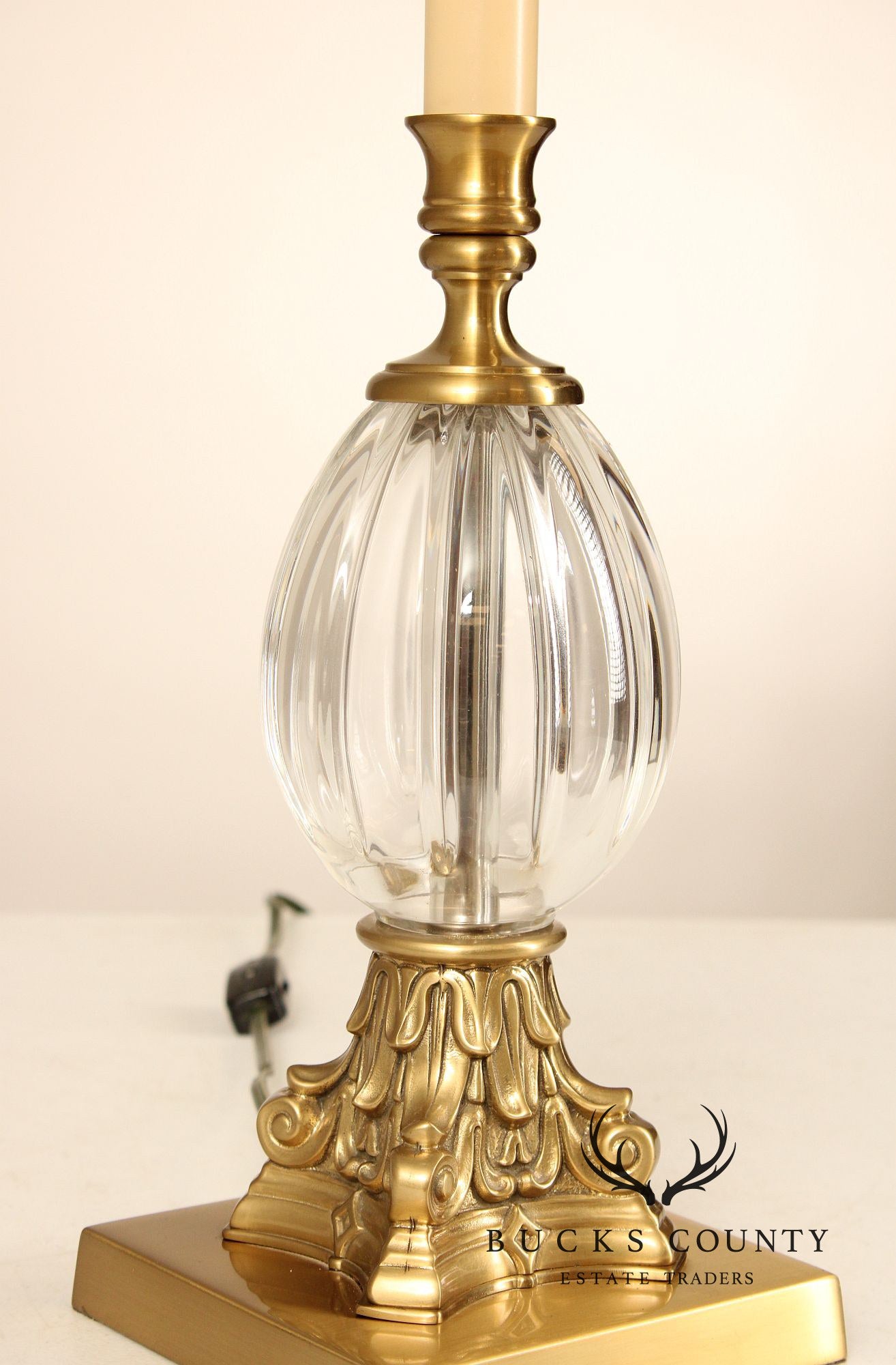 Wildwood Lampholder Pair of Glass and Brass Table Lamps