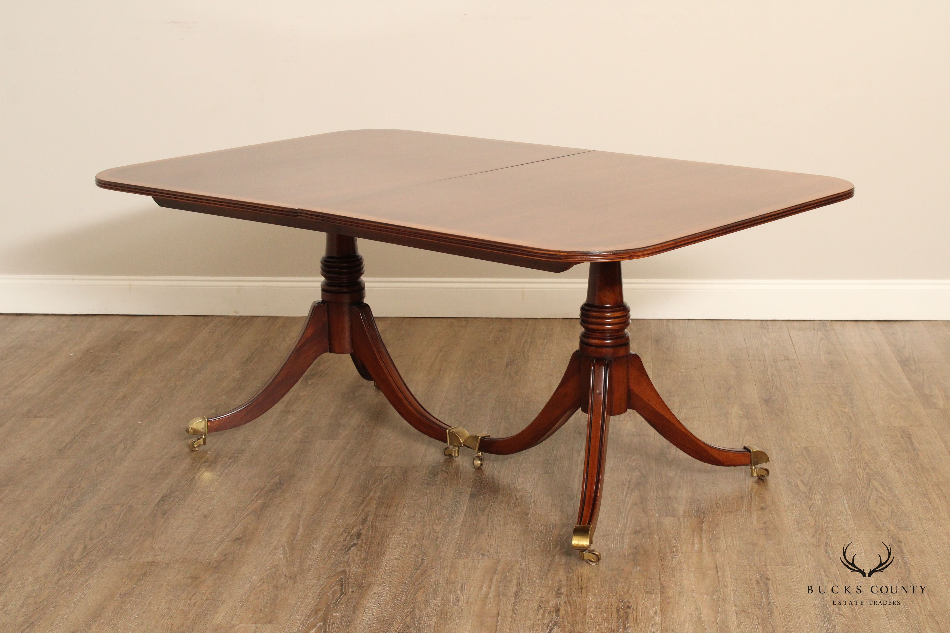 English Regency Style Mahogany Expandable Pedestal Dining Table