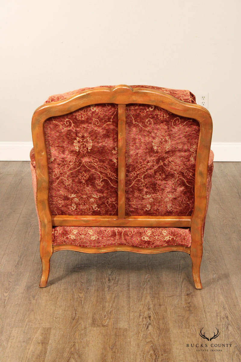 WESLEY HALL FRENCH LOUIS XV STYLE WIDE SEAT BERGERE LOUNGE CHAIR