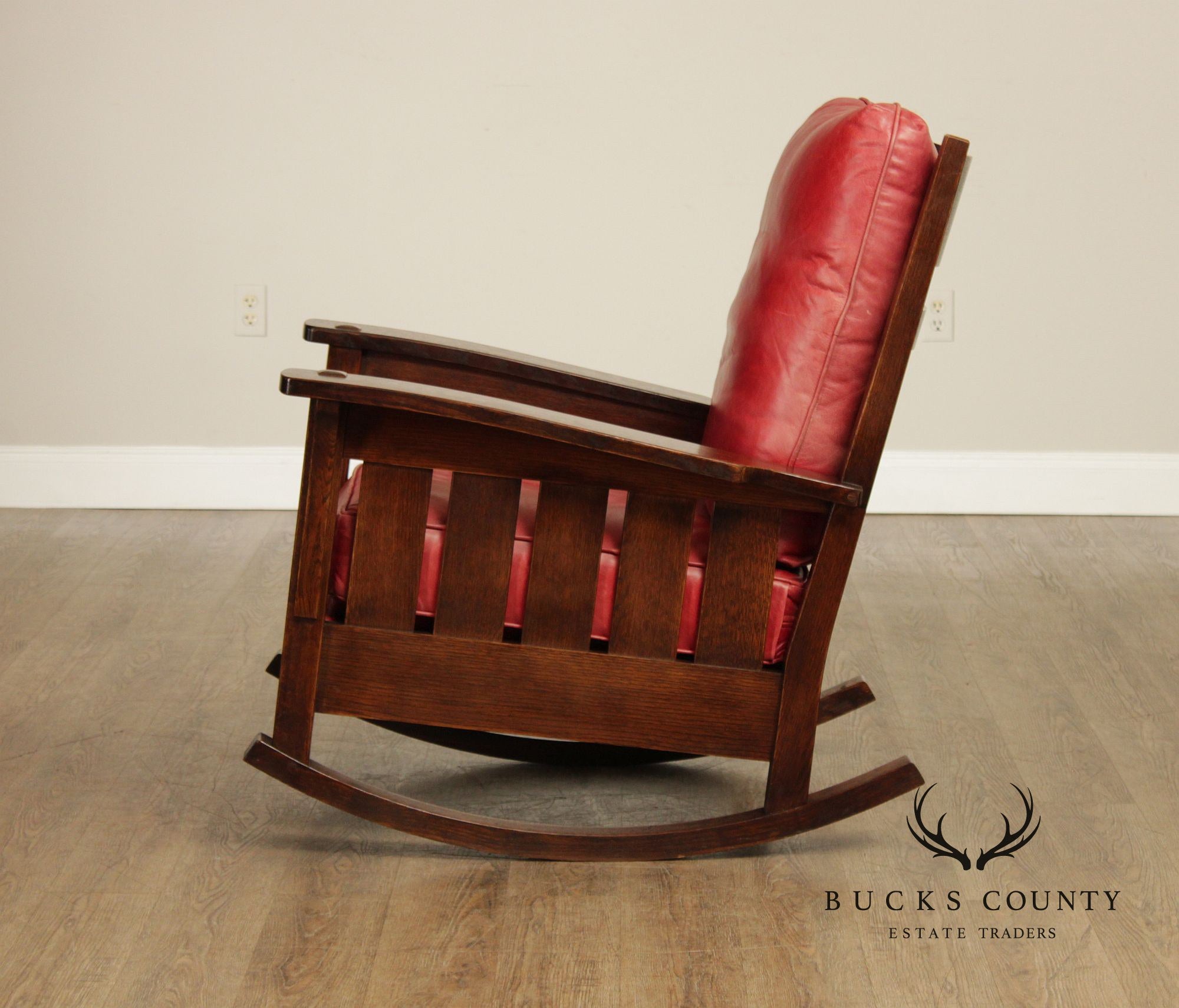 Stickley Mission Collection Oak And Leather Rocker