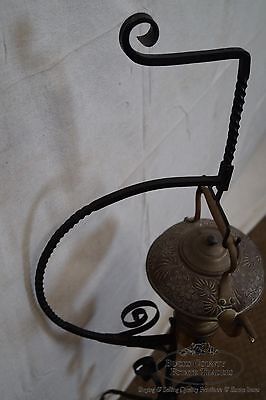 Antique 19th Century Copper Tea Kettle on Wrought Iron Stand