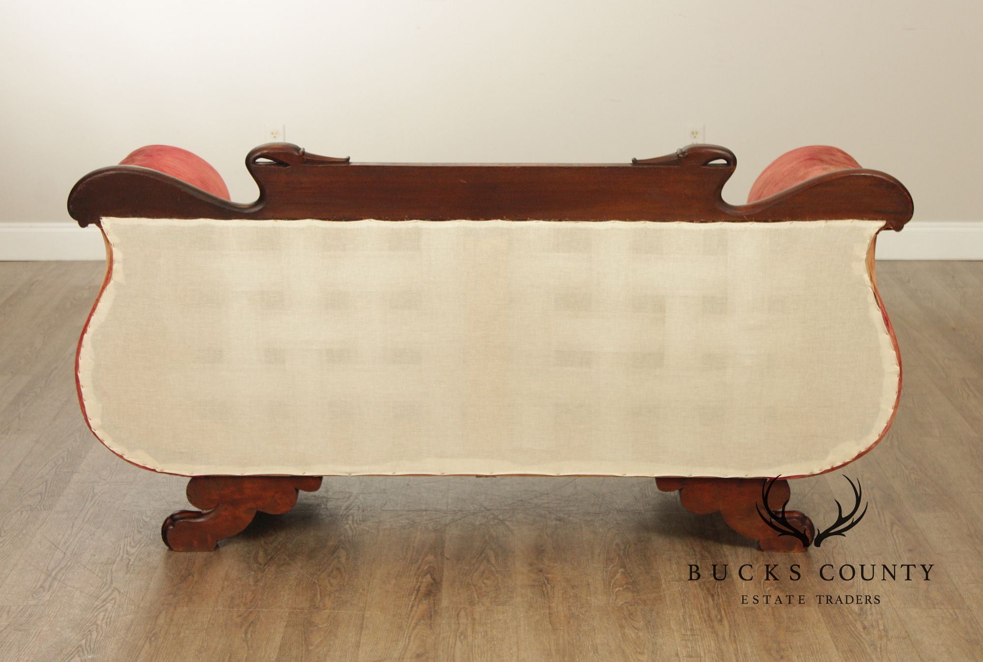 Antique Empire Carved Mahogany Swan Sofa