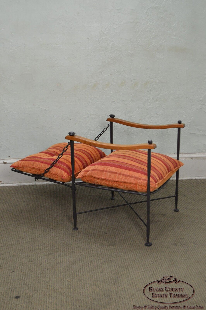 Hand Forged Steel Frame & Wood Frame Reclining Arm Chairs