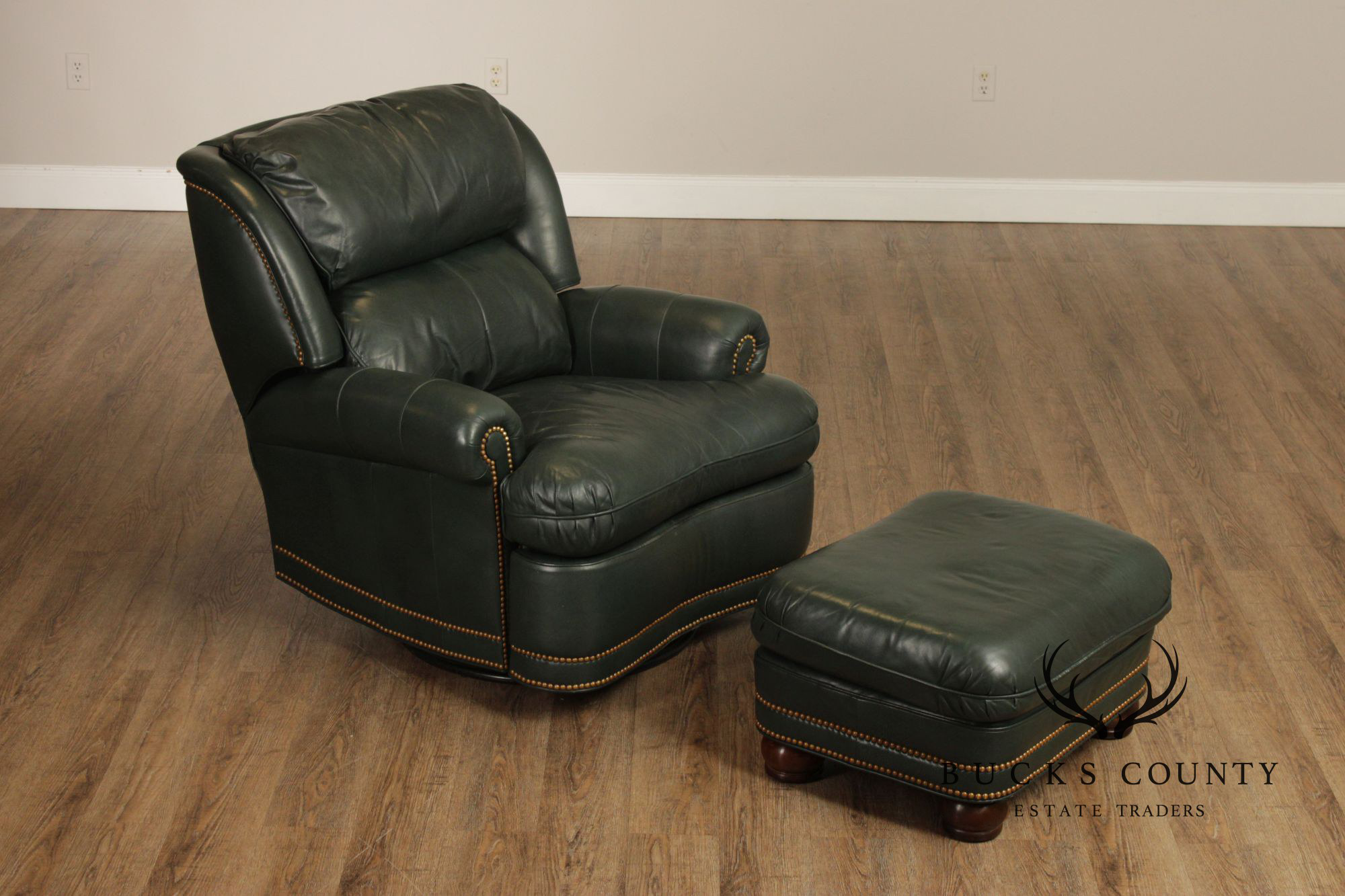 Hancock and Moore Leather Recliner Lounge Chair and Ottoman