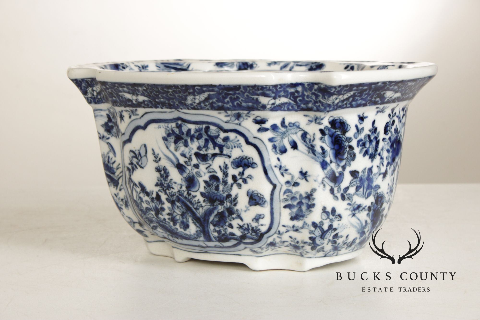 Asian Style Blue and White Porcelain Planter