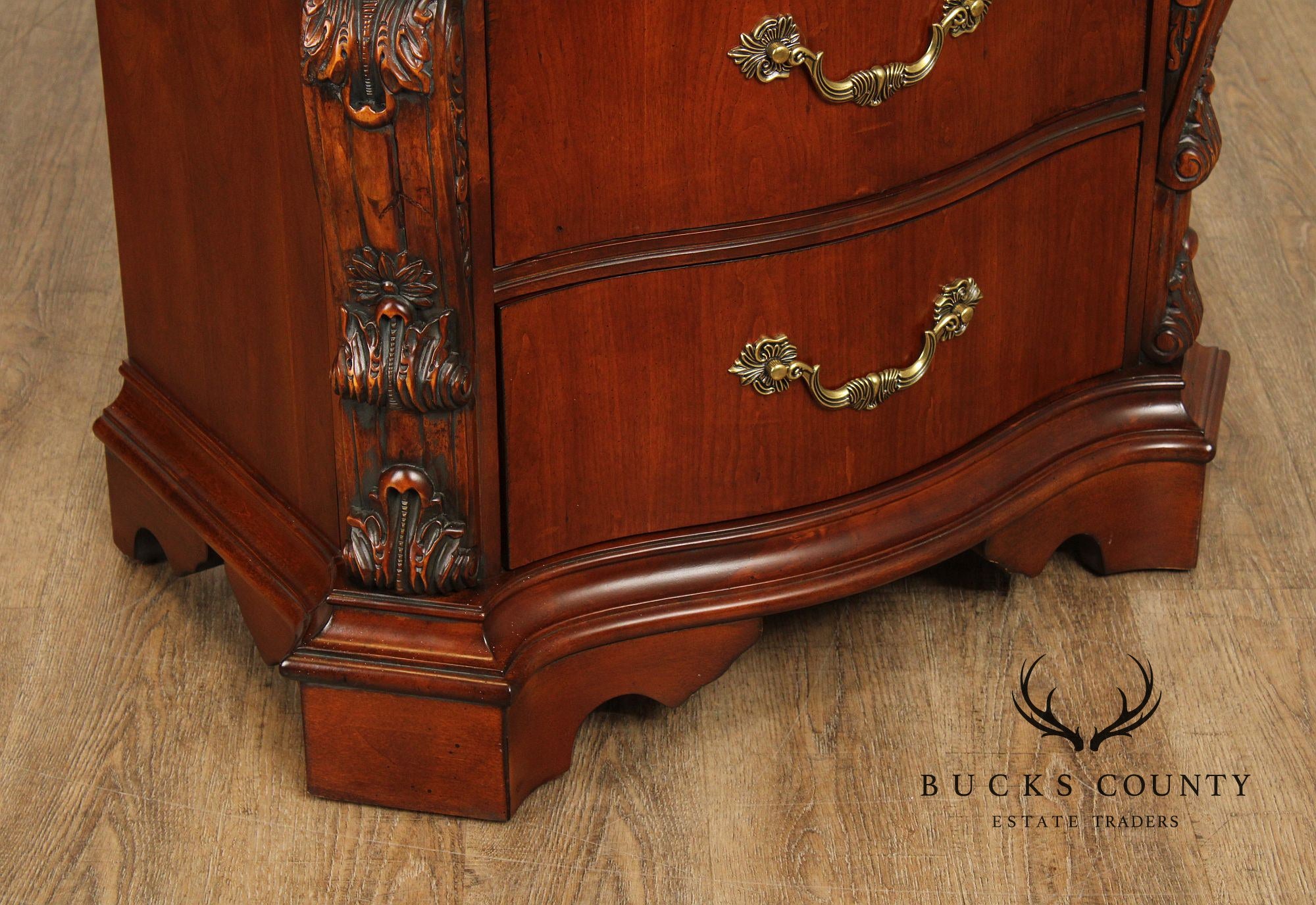 Pulaski Rococo Style Pair of Carved Nightstands