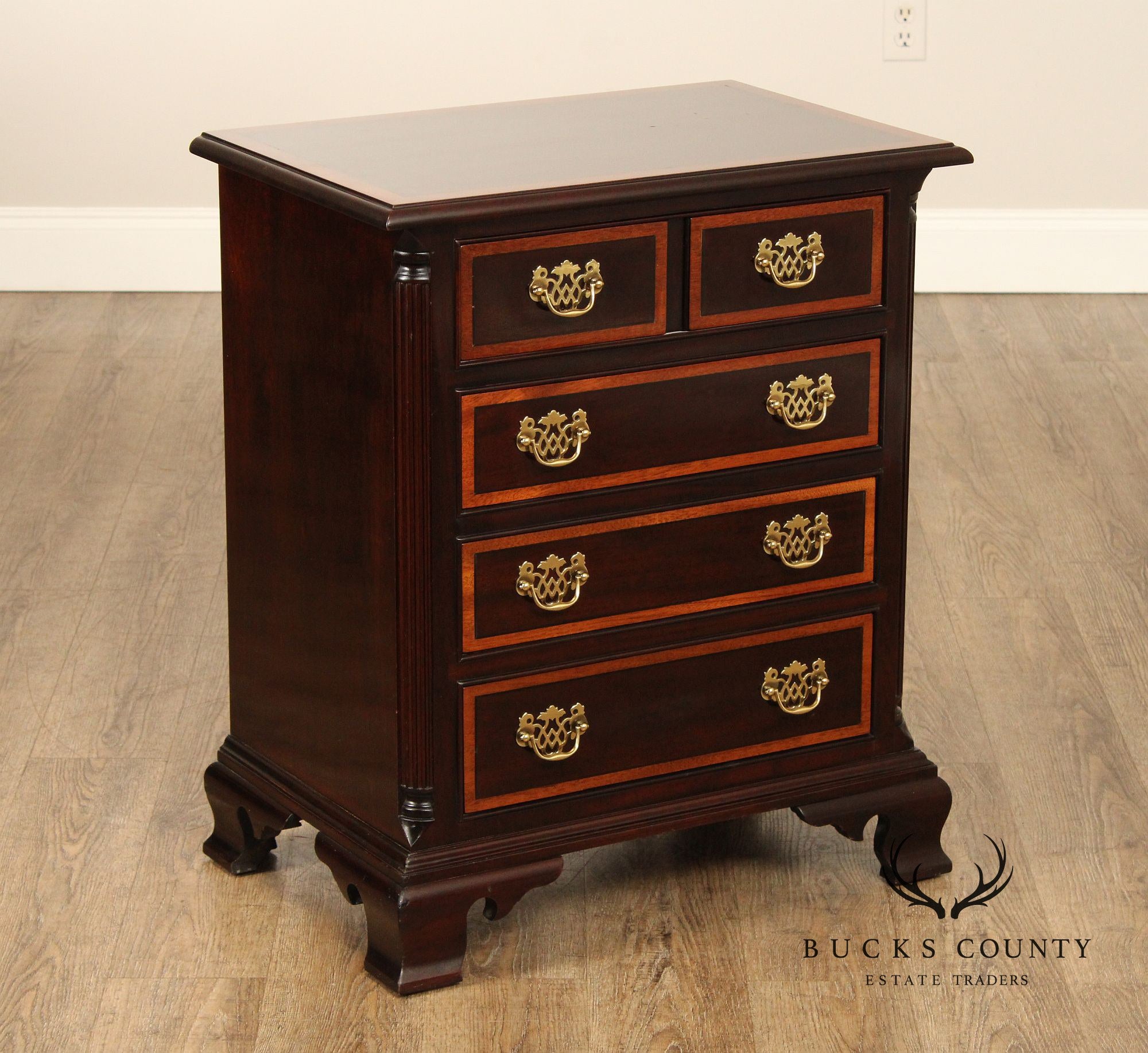 Stickley Georgian Style Inlaid Mahogany Nightstand