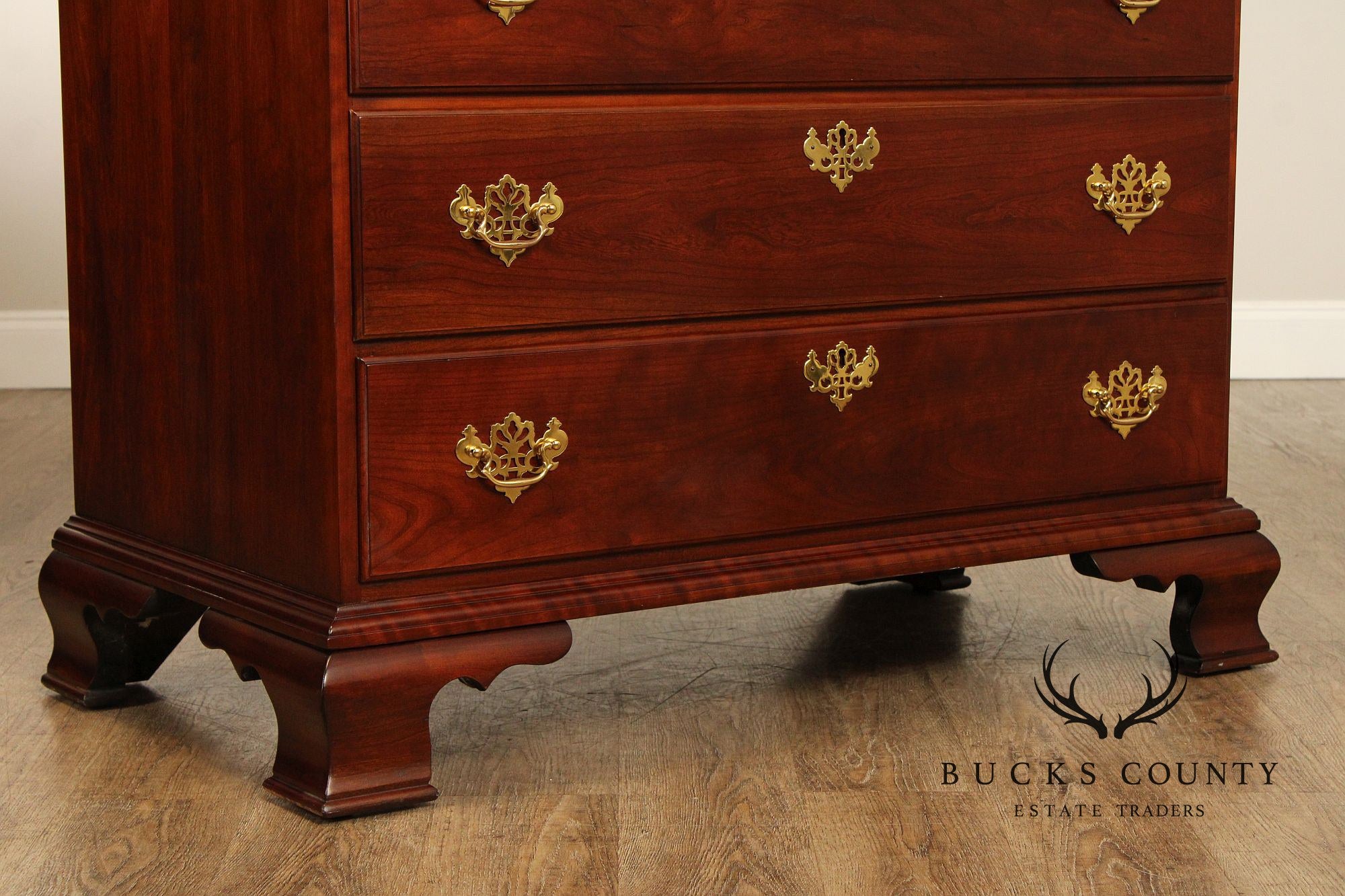 Statton Chippendale Style Cherry Chest on Chest