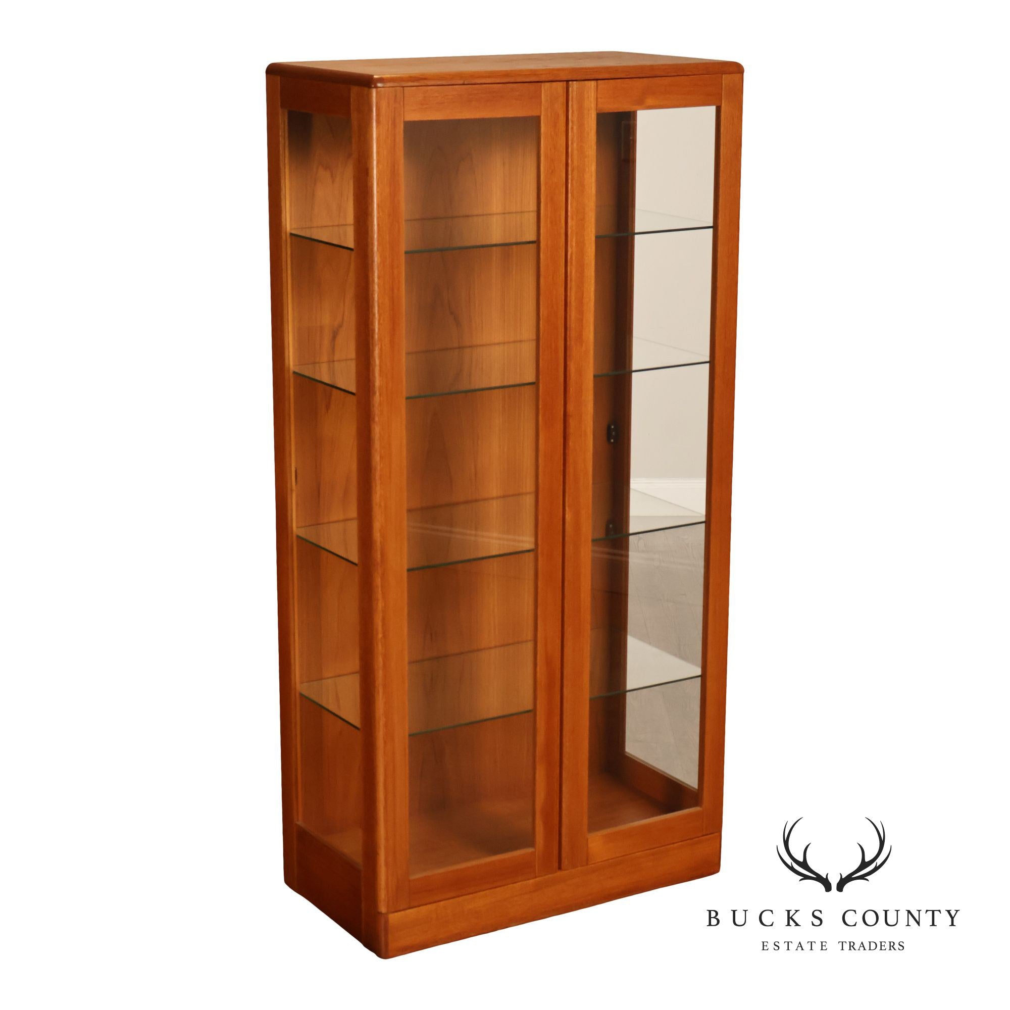 Danish Modern Teak And Glass Curio Display Cabinet