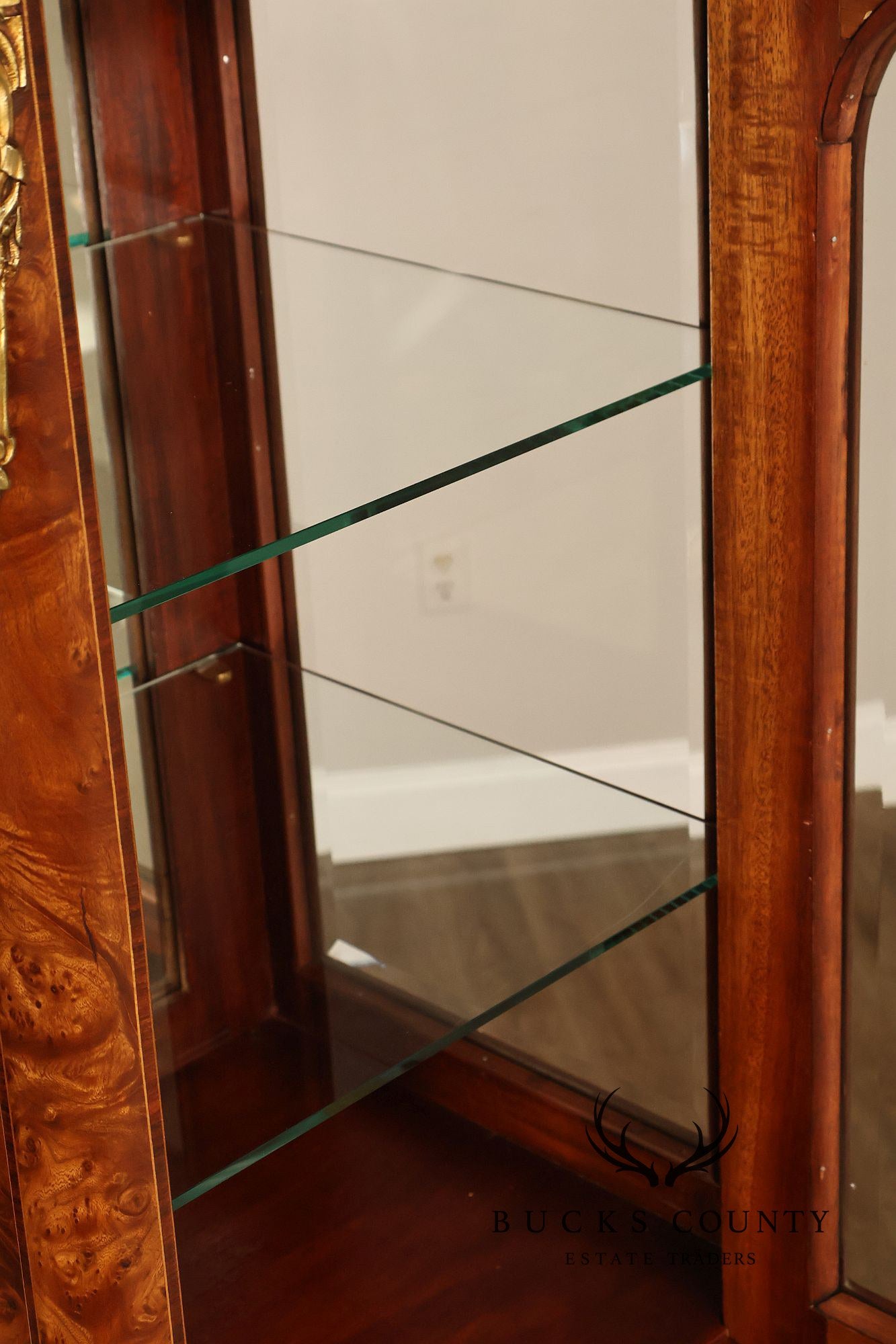 French Belle Époque Art Nouveau Burled Walnut Marble Top Sideboard With Display Cabinets