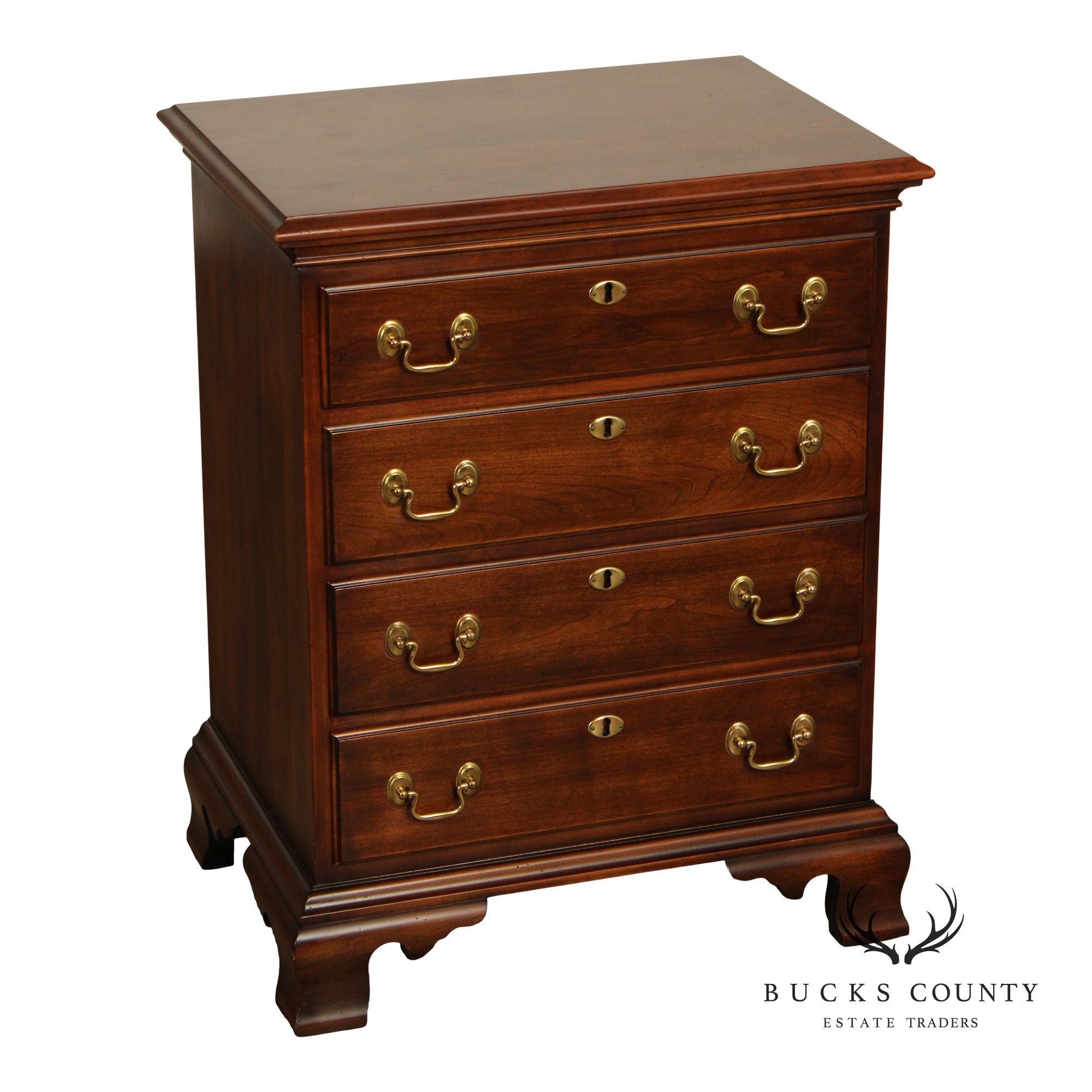 Statton Chippendale Style Solid Cherry Four Drawer Chest Nightstand